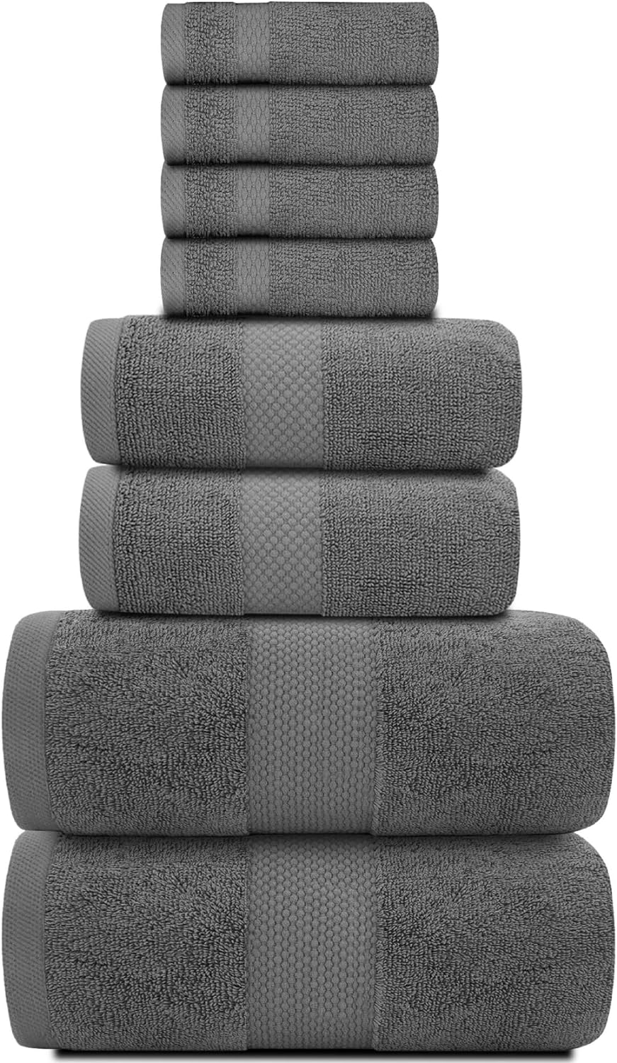 White Classic Luxury Aqua Bath Towel Set - Hotel Soft Cotton 2/Bath 2/Hand 4/Wash - 8 Piece