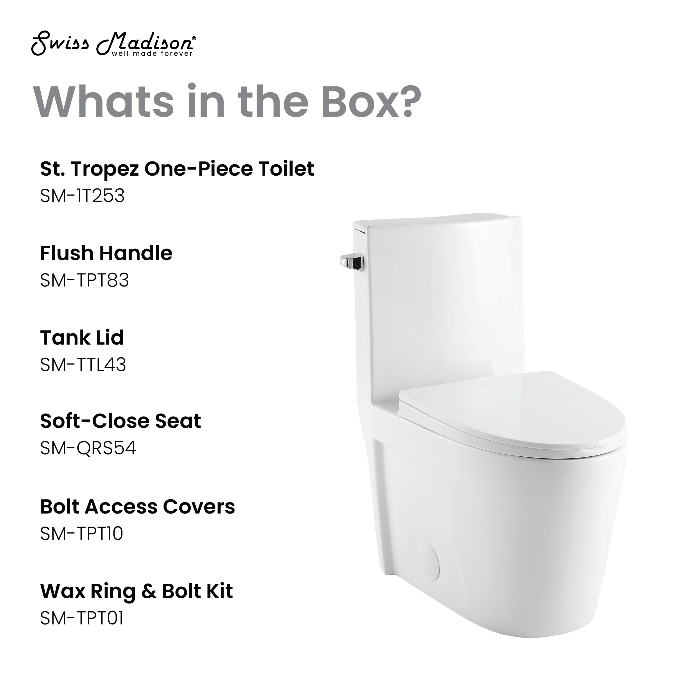 St. Tropez One-Piece Elongated Toilet Side Flush 1.28 gpf