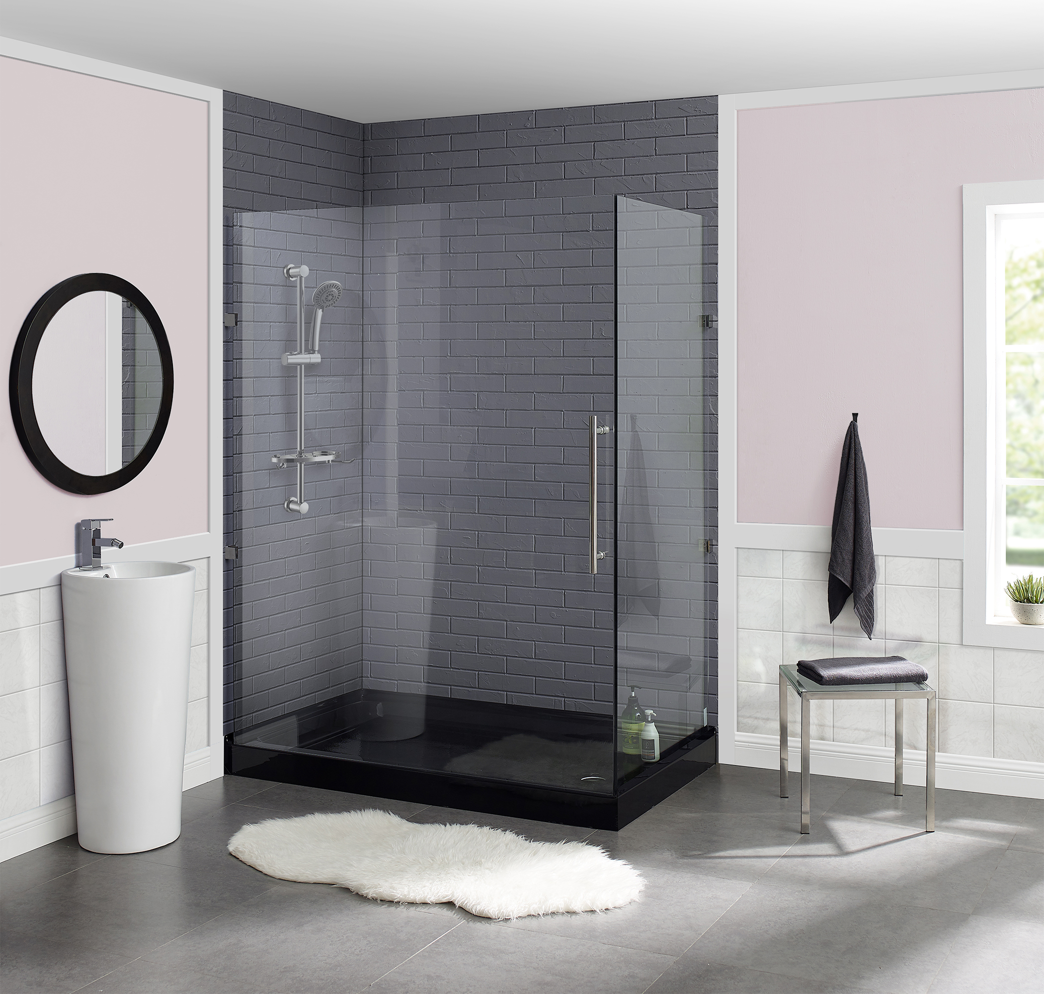 Voltaire 60" x 36" Acrylic Black, Single-Threshold, Right Drain, Shower Base