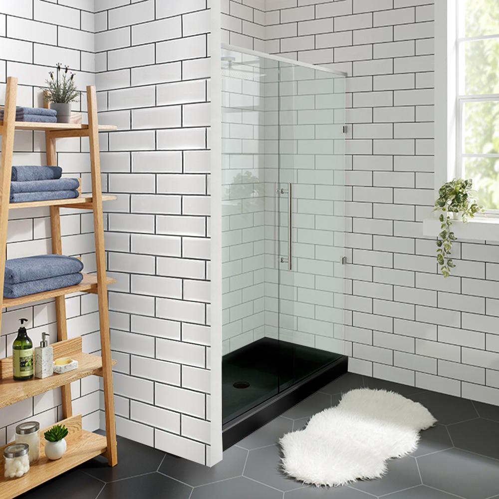 Voltaire 48" x 36" Acrylic Black, Single-Threshold, Center Drain, Shower Base