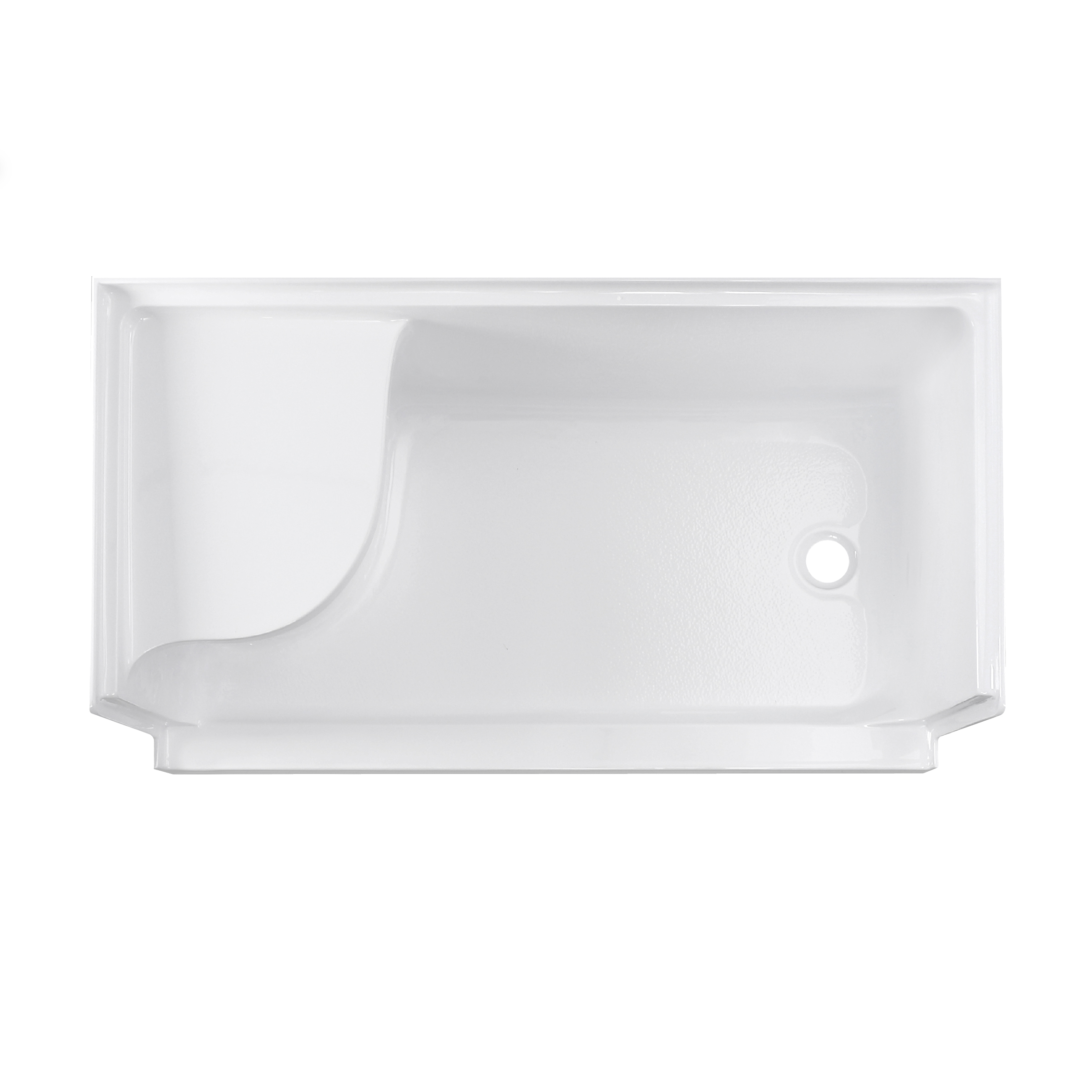 Aquatique 60" x 32" Single Threshold Shower Base With Right Hand Drain and Integral Left Hand Seat in White