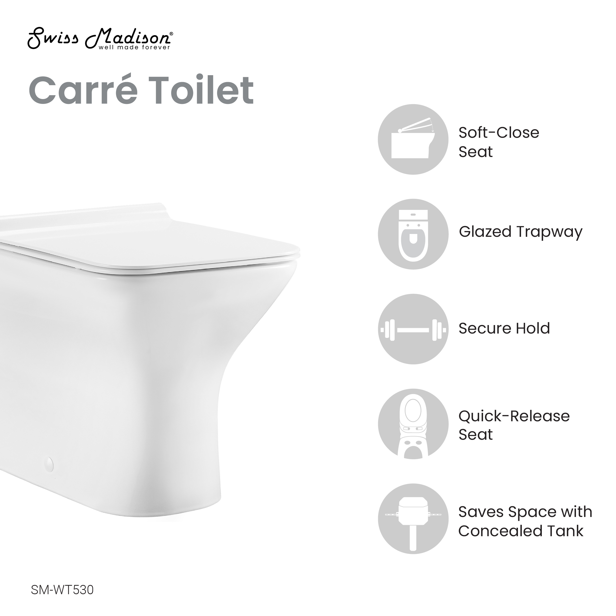 Carre Back-To-Wall Square Toilet Bowl