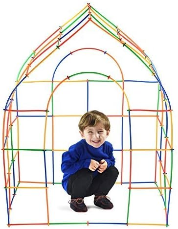 300 Piece Straws Builders Construction Building Toy with Wheels - with Special Colored Connectors