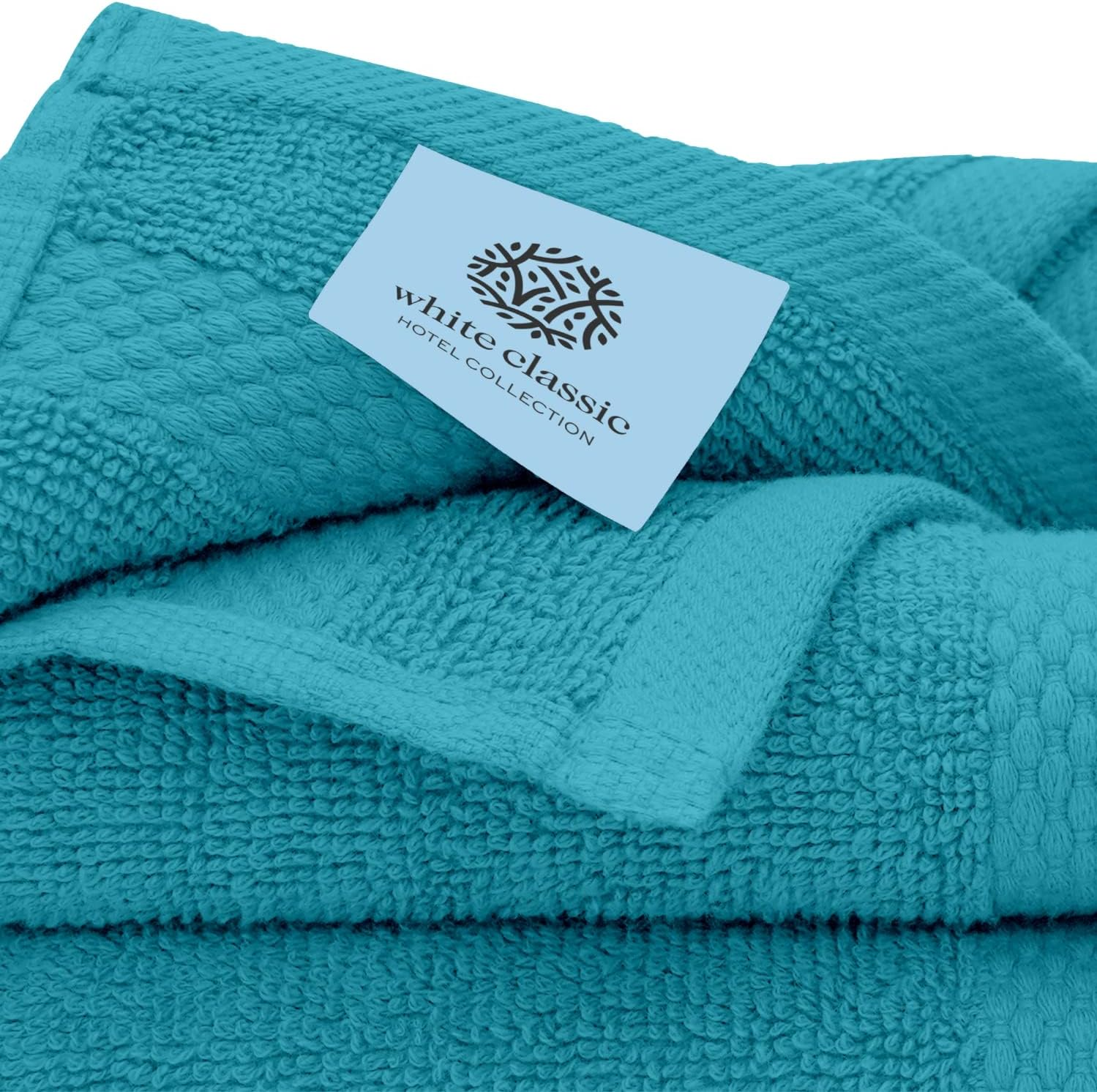 White Classic Luxury Aqua Bath Towel Set - Hotel Soft Cotton 2/Bath 2/Hand 4/Wash - 8 Piece