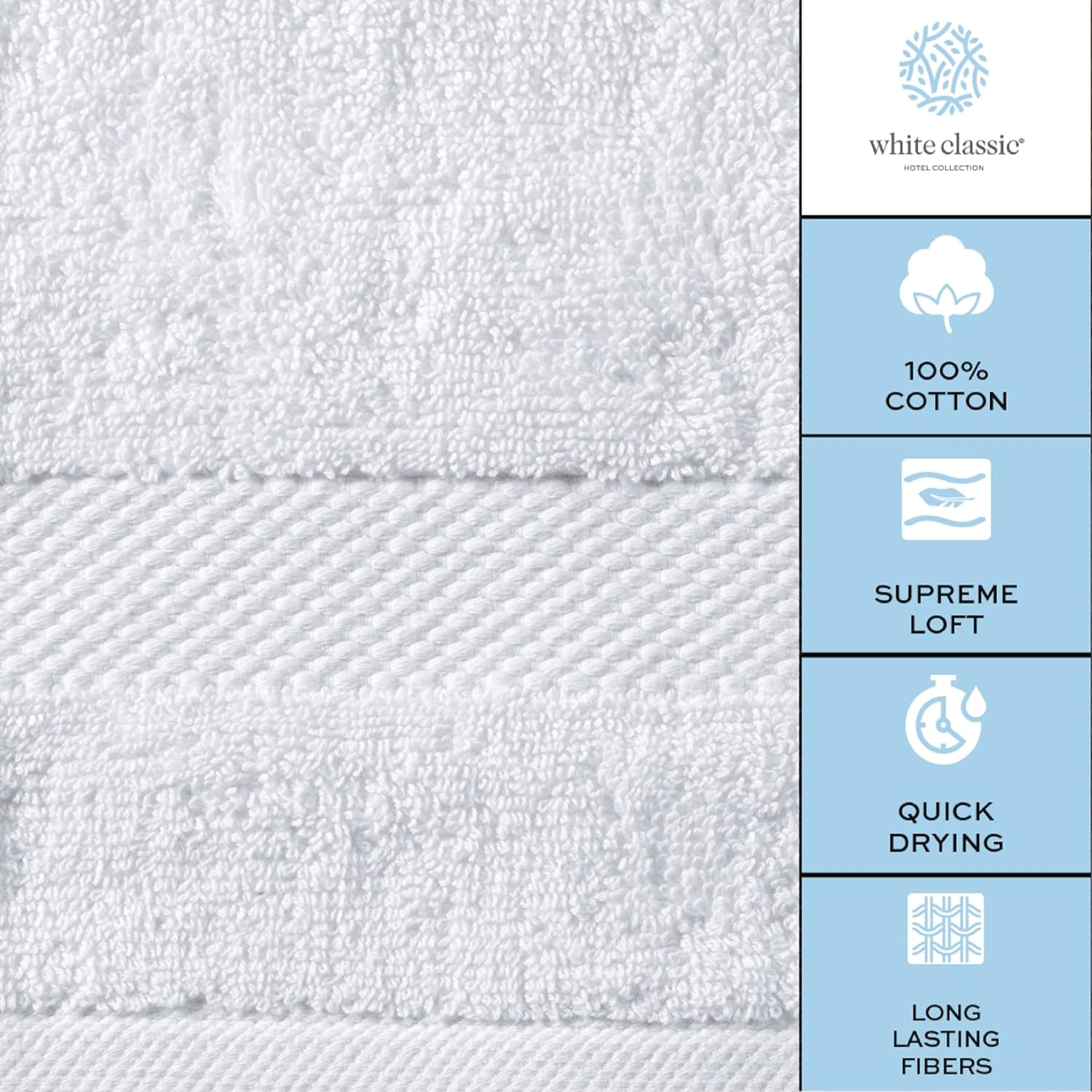 White Classic Luxury Aqua Bath Towel Set - Hotel Soft Cotton 2/Bath 2/Hand 4/Wash - 8 Piece