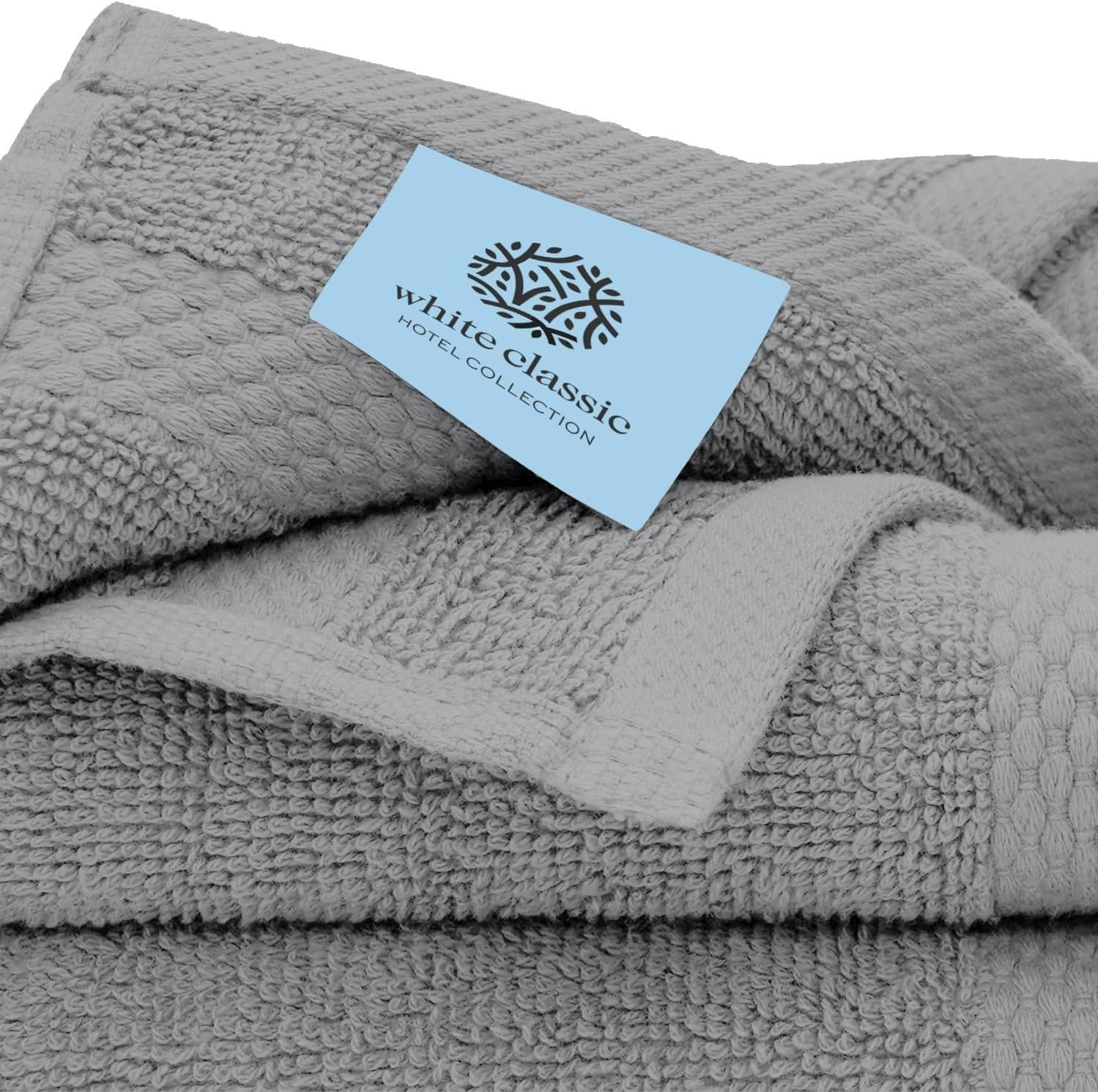 White Classic Luxury Aqua Bath Towel Set - Hotel Soft Cotton 2/Bath 2/Hand 4/Wash - 8 Piece