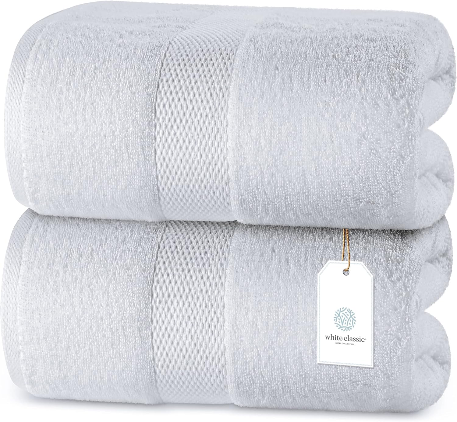 White Classic - Luxury Bath Sheet Towels for Adults Extra Large | Highly Absorbent Hotel spa Bathroom Towel | 35x70 Inch | 2 Pack, Light Grey