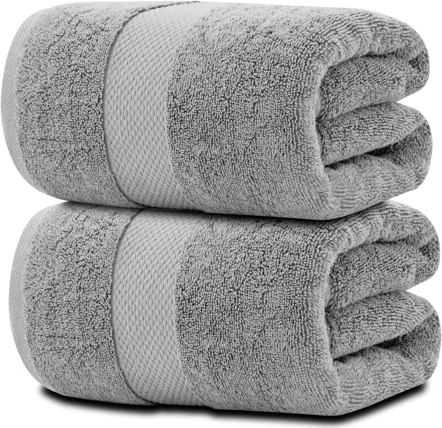 White Classic - Luxury Bath Sheet Towels for Adults Extra Large | Highly Absorbent Hotel spa Bathroom Towel | 35x70 Inch | 2 Pack, Light Grey