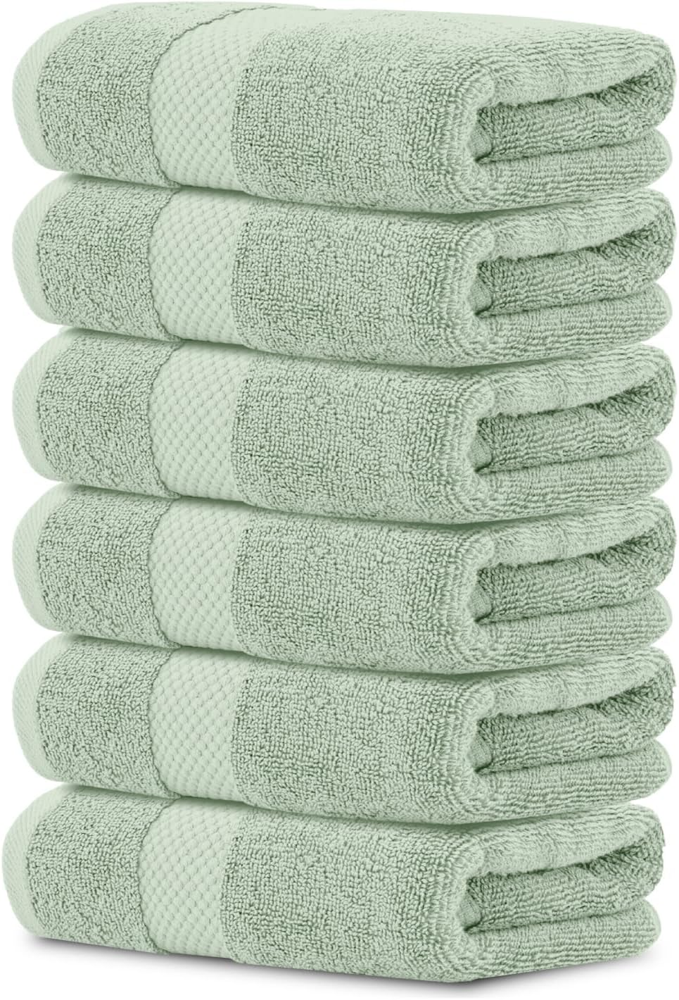 White Classic Luxury Cotton 6 Pc Hand Towels Set, Hotel Style Small Bath Towel and Face Towel 16x30, Rose Soft Plush Bath Towels Pack of 6, Thick Quick Dry Spa Gym Towels, Pink Hand Towel for Bathroom