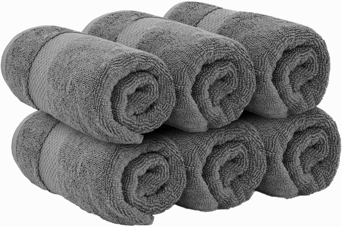 White Classic Luxury Cotton 6 Pc Hand Towels Set, Hotel Style Small Bath Towel and Face Towel 16x30, Rose Soft Plush Bath Towels Pack of 6, Thick Quick Dry Spa Gym Towels, Pink Hand Towel for Bathroom