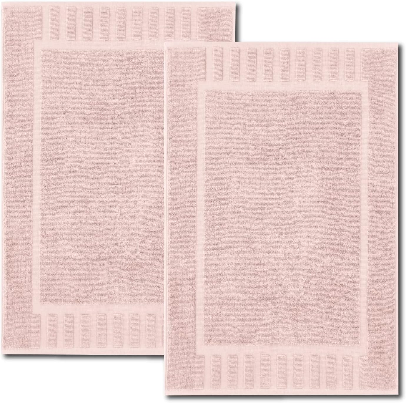 White Classic Luxury Bath Mat Towel Set, Absorbent Cotton Hotel Spa Shower/Bathtub Mats [Not a Bathroom Rug] 22x34, Pink, 2 Pack