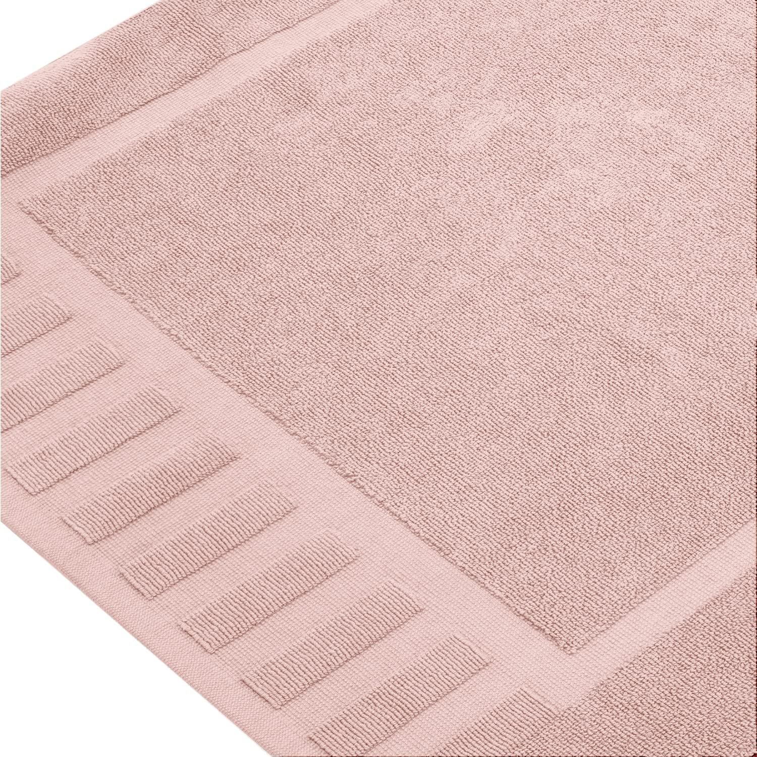 White Classic Luxury Bath Mat Towel Set, Absorbent Cotton Hotel Spa Shower/Bathtub Mats [Not a Bathroom Rug] 22x34, Pink, 2 Pack