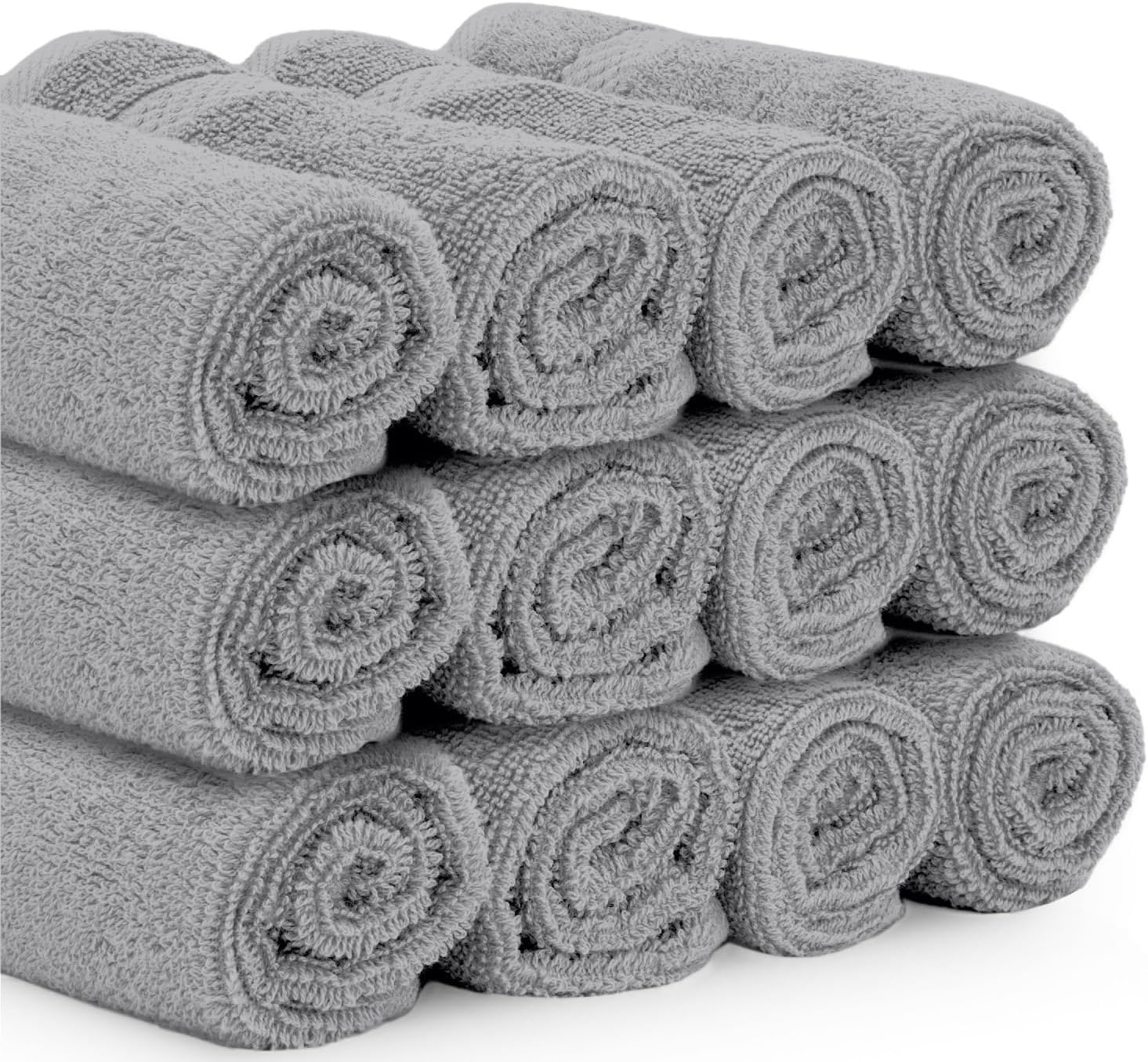 White Classic Luxury Cotton 12 Pc Washcloth Set, Hotel Style Small Bath Towel and Face Cloth 13x13, Multicolor Soft Plush Washcloth Pack of 12, Thick High Absorbent Wash Clothes, Face Towels