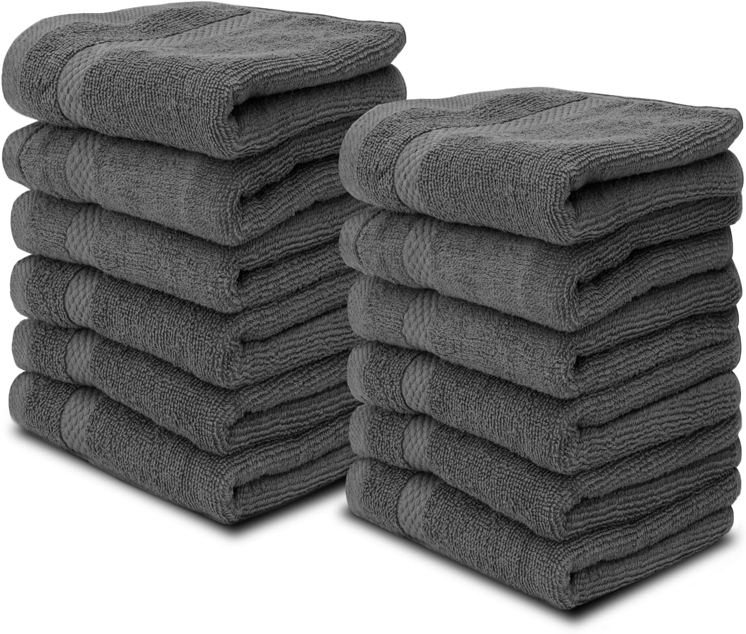 White Classic Luxury Cotton 12 Pc Washcloth Set, Hotel Style Small Bath Towel and Face Cloth 13x13, Multicolor Soft Plush Washcloth Pack of 12, Thick High Absorbent Wash Clothes, Face Towels