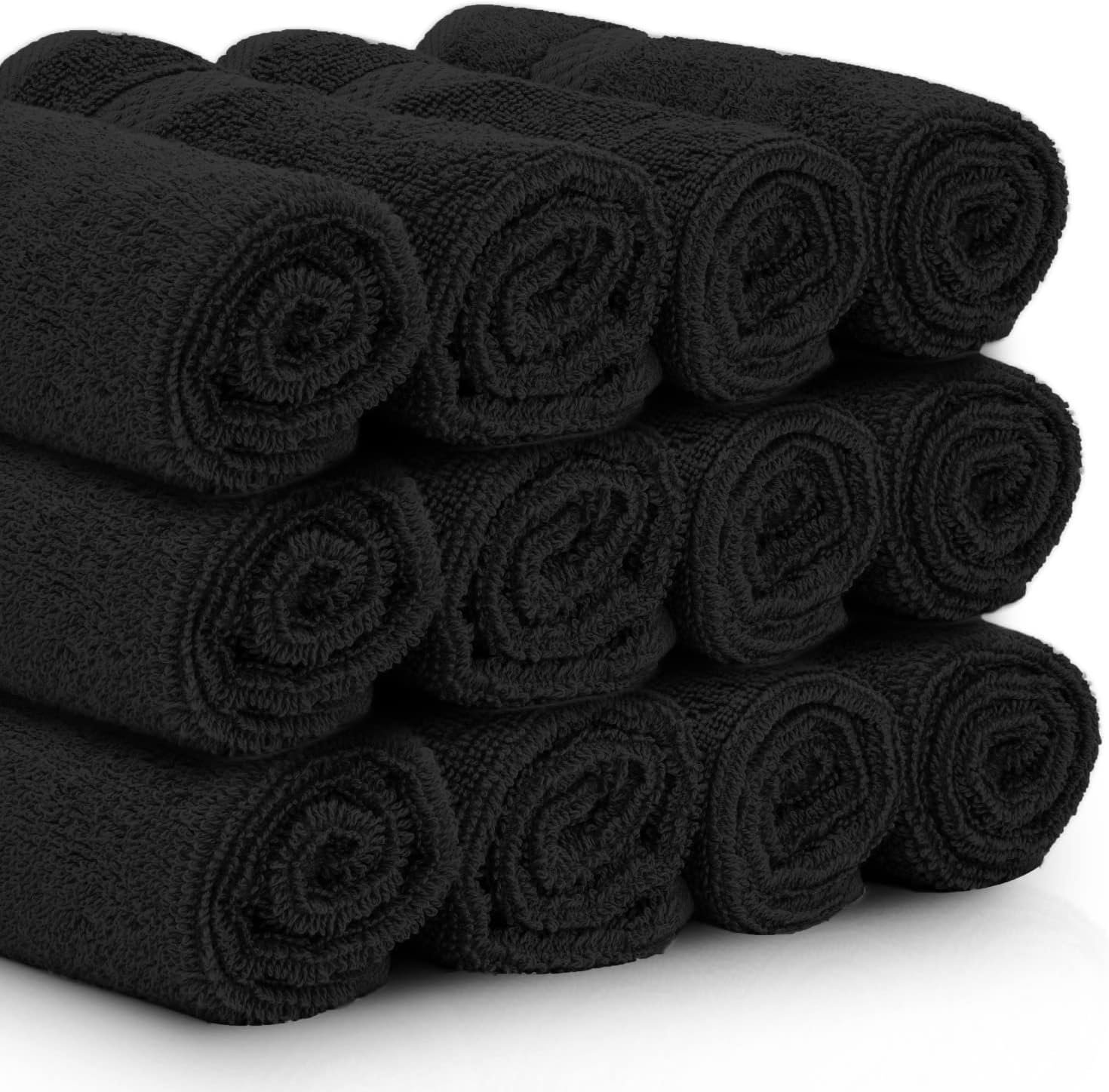 White Classic Luxury Cotton 12 Pc Washcloth Set, Hotel Style Small Bath Towel and Face Cloth 13x13, Multicolor Soft Plush Washcloth Pack of 12, Thick High Absorbent Wash Clothes, Face Towels