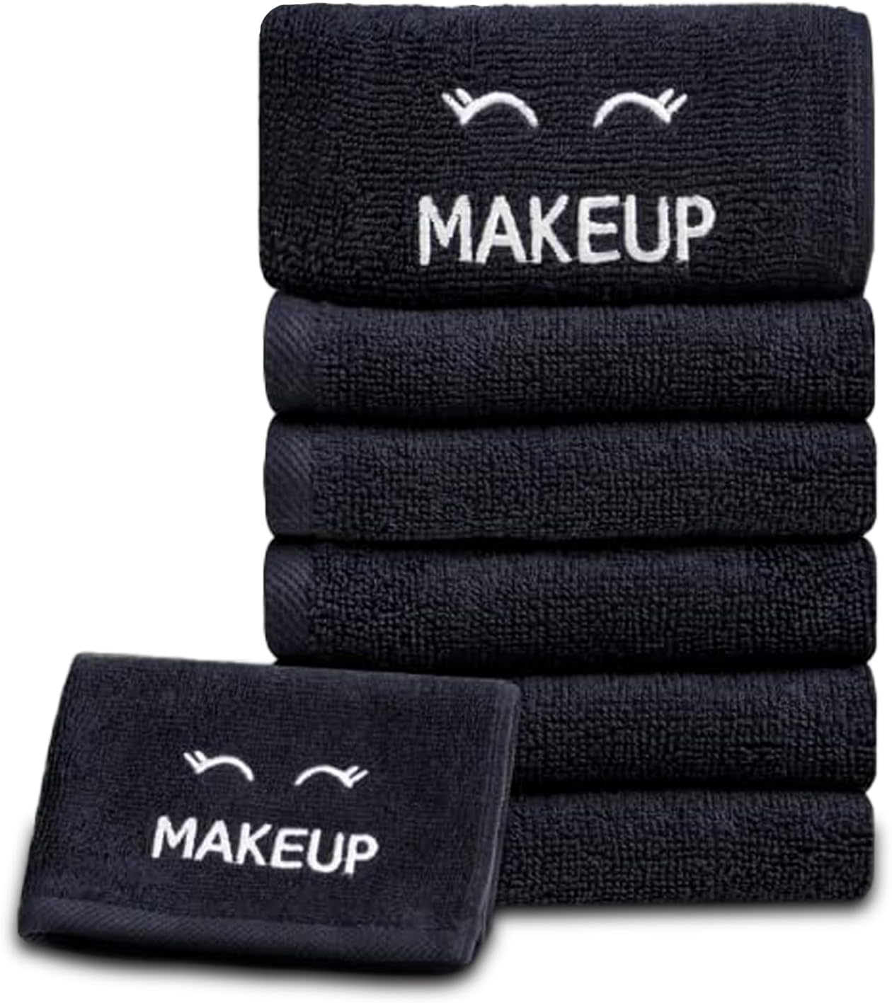 White Classic Bleach Safe Black Makeup Towels - Luxury Ultra Soft Cotton Face Makeup Washcloth for Make up Removal, Home Bathroom Black Washcloth Face Towels | 12 Pack, Black