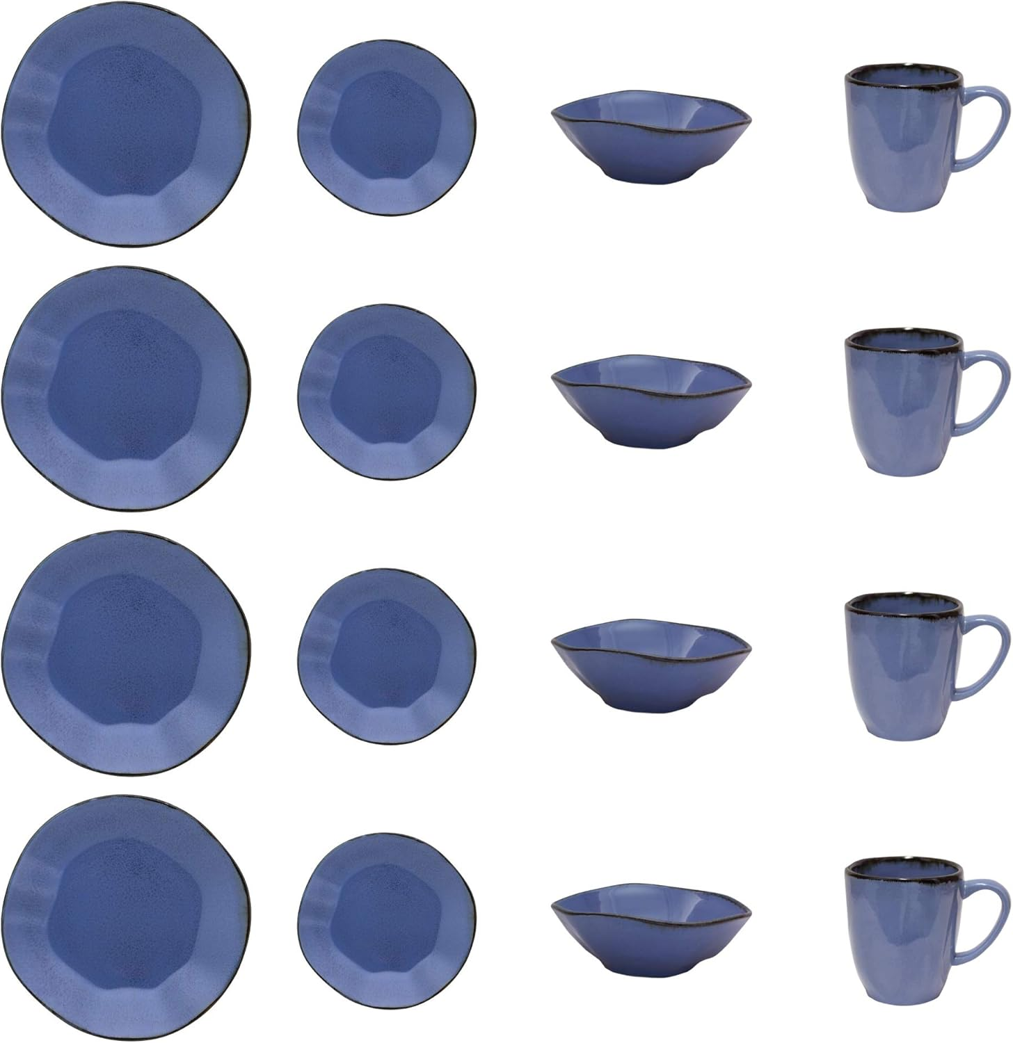 Manhattan Comfort RYO 16 Piece Dinner Set, Service for 4 in Blue