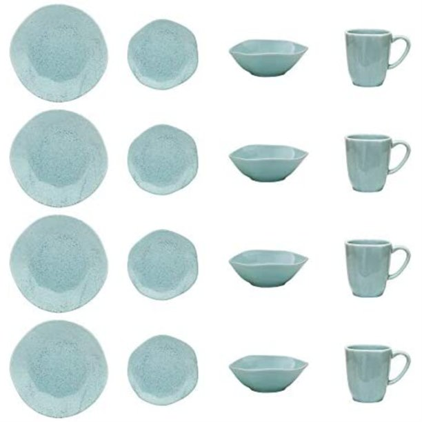 Manhattan Comfort RYO 16 Piece Dinner Set, Service for 4 in Blue