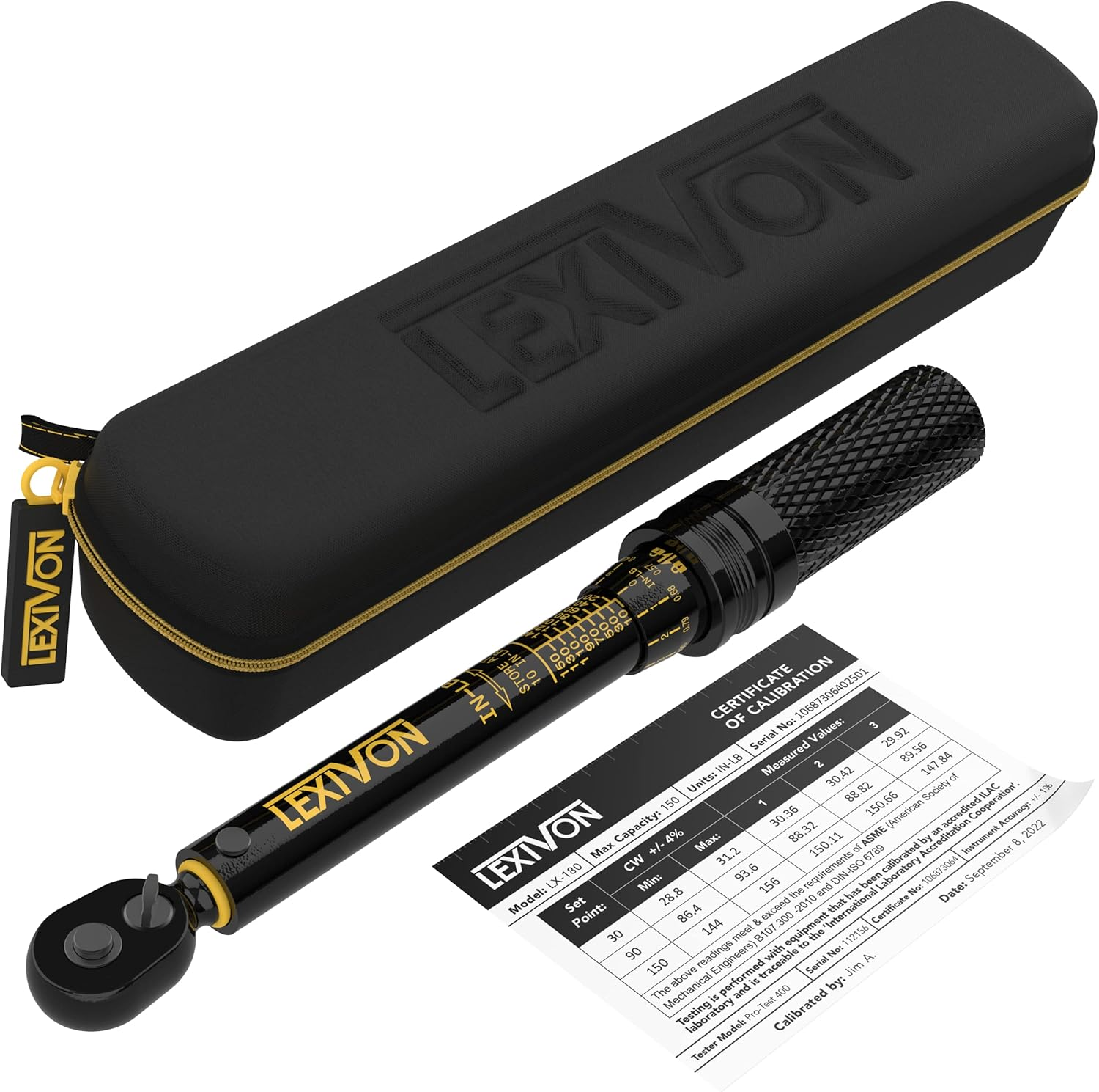 LEXIVON Inch Pound Torque Wrench 1/4-Inch Dr. | 72-Tooth Gear Dual-Direction Click Type | Micro-Adjustment 10~150 in-lb (1.1~16.9 Nm) | Zippered Protective Case (LX-180) 