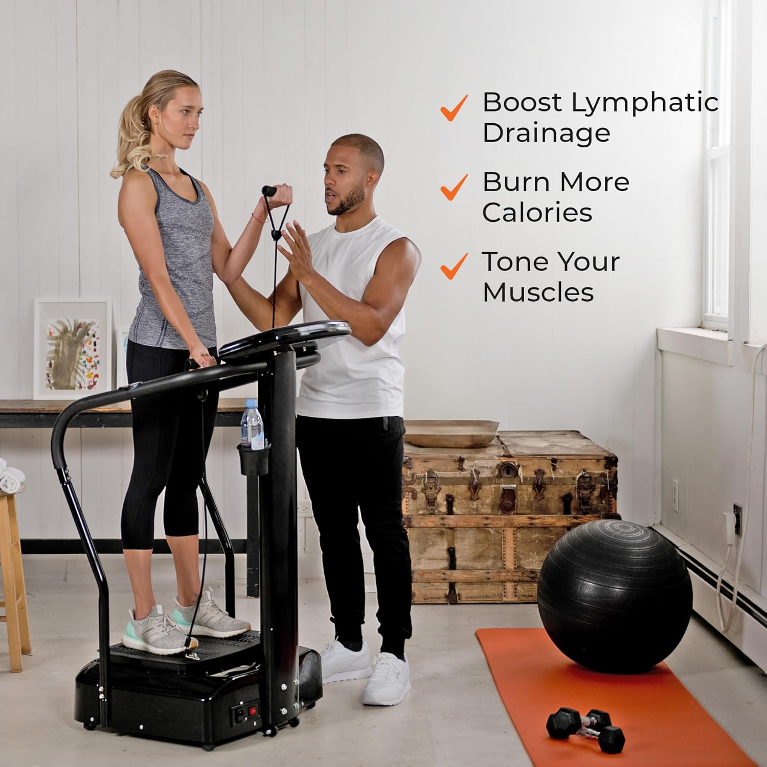 Lifepro Vibration Plate Exercise Machine with Handles, Vibrating Plate Exercise Machine, Vibration Platform Machines, Vibration Plate Lymphatic Drainage, Handles Help with Balance