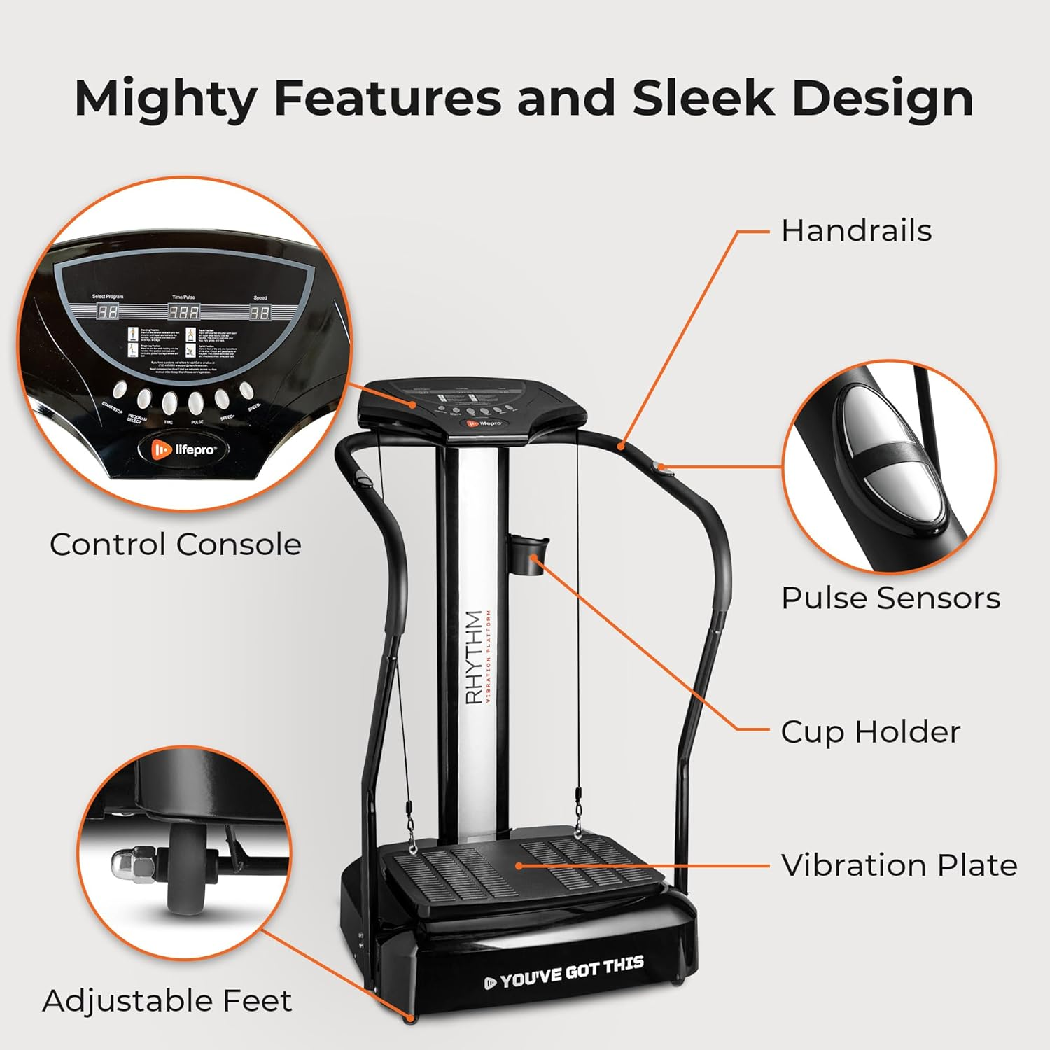 Lifepro Vibration Plate Exercise Machine with Handles, Vibrating Plate Exercise Machine, Vibration Platform Machines, Vibration Plate Lymphatic Drainage, Handles Help with Balance