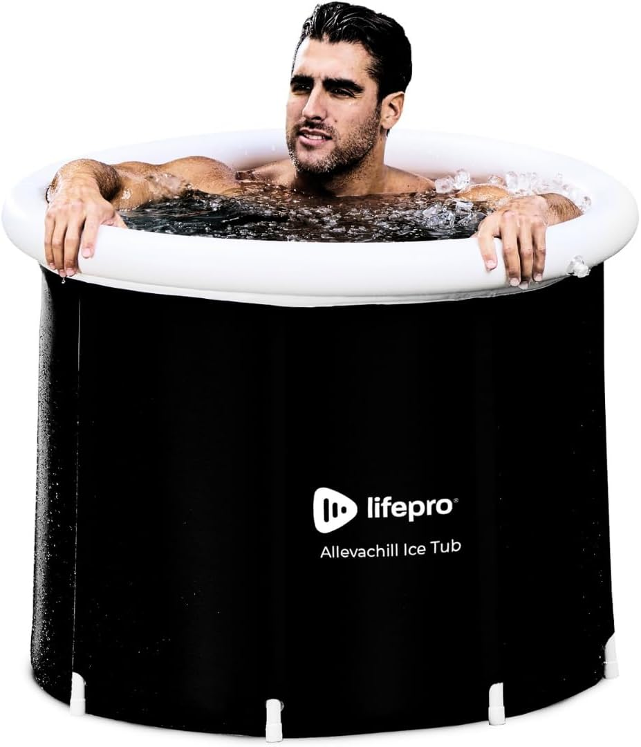 Lifepro Portable Ice Bath Tub with Lid and Storage Bag - Lightweight, Durable Cold Plunge Tub for Home Therapy Sessions -Home & Travel Ice Bath Tub for Adults and Athletes - 14°F - 122°F Temp, Outdoor