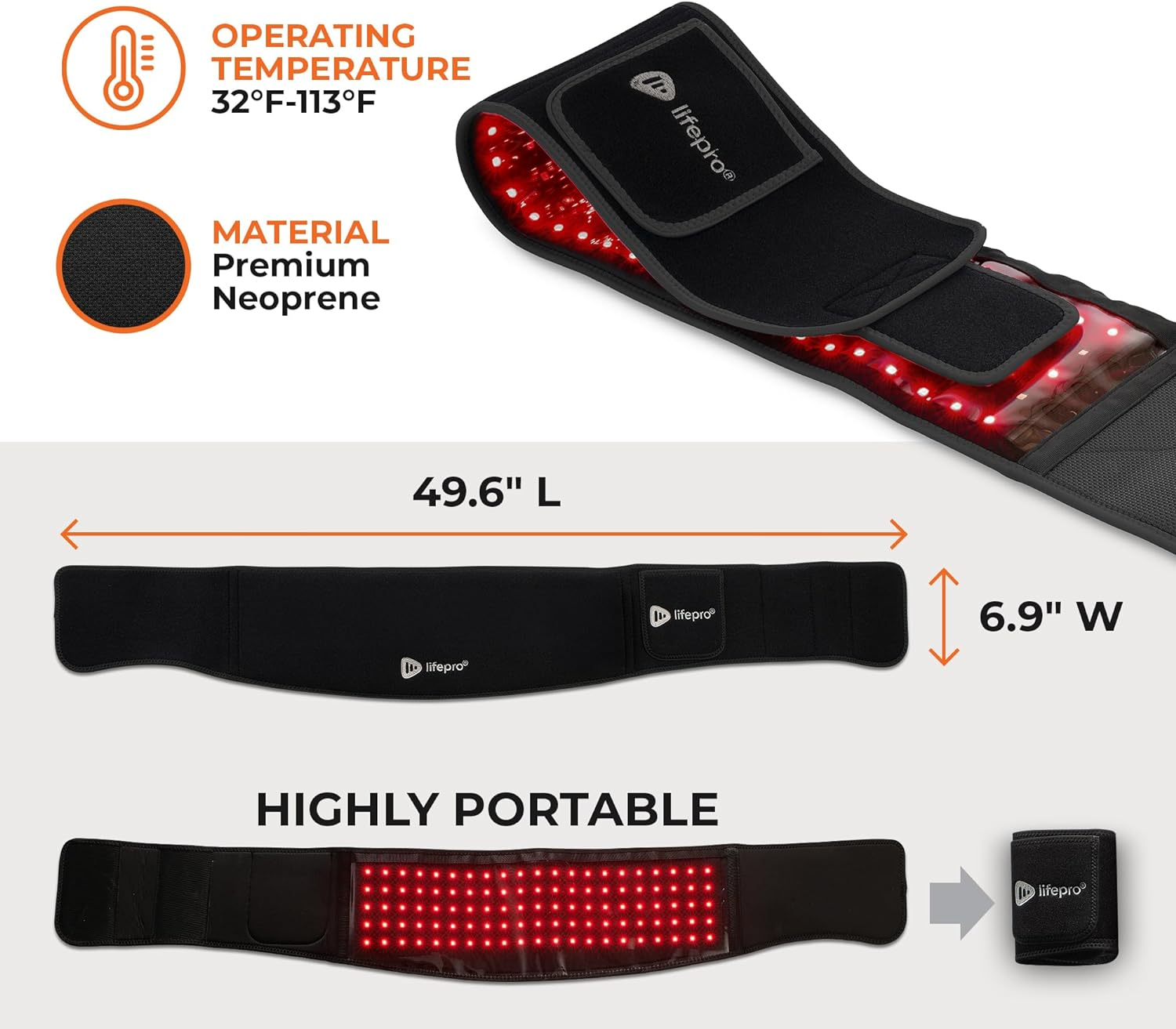 Lifepro Red Light Therapy Belt - Near Infrared Light Therapy & Red Light Therapy for Muscle, Elbow Joint & Back - Infrared Therapy or Infrared Light Therapy