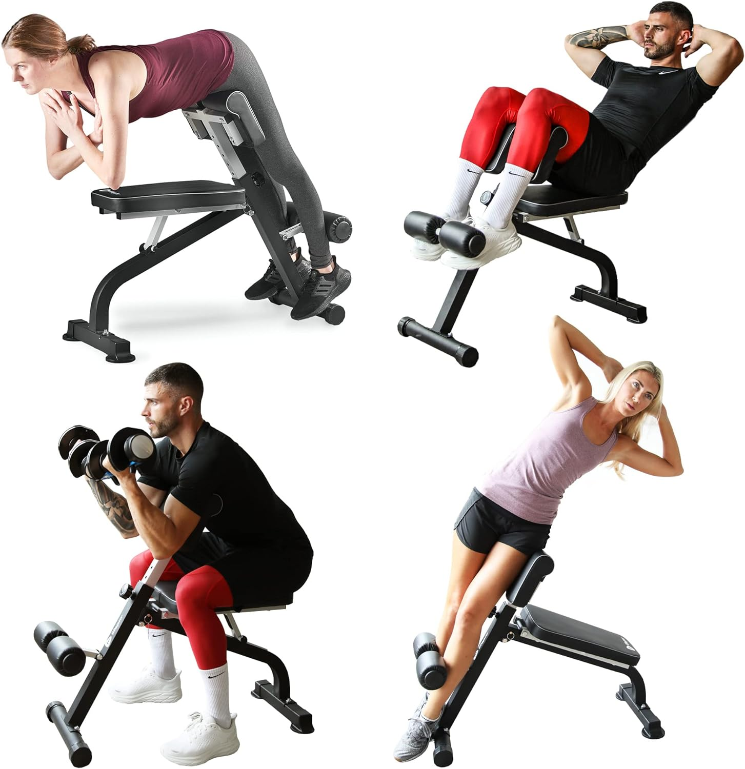 Lifepro Foldable Roman Chair Hyperextension Bench & Dip Station - Multi-Purpose Workout Chair & Back Extension Bench for Upper Body, Lower Body, & Core Strength Training