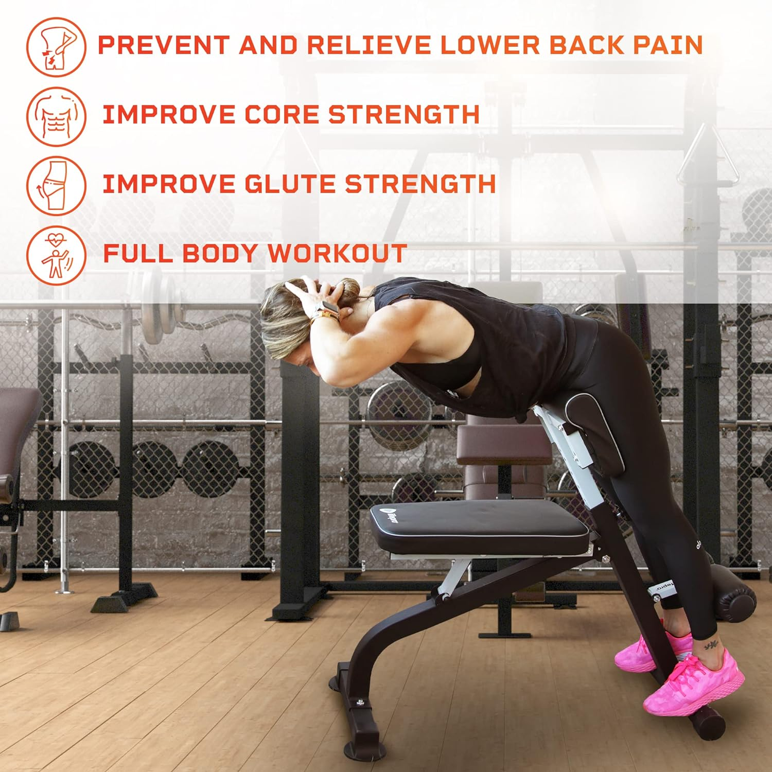 Lifepro Foldable Roman Chair Hyperextension Bench & Dip Station - Multi-Purpose Workout Chair & Back Extension Bench for Upper Body, Lower Body, & Core Strength Training