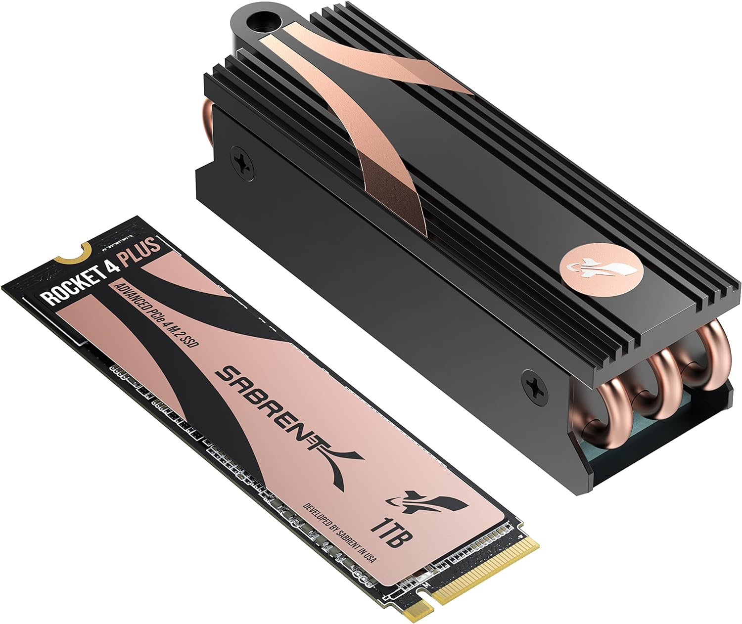 SABRENT M.2 NVMe SSD 1TB gen 4x4 with Heatsink, Solid State Drive 7000MB/s Read, PCIe 4.0 m2 Hard Drive for Gamers, Compatible with PlayStation 5, PCs, NUCs Laptops and Desktops