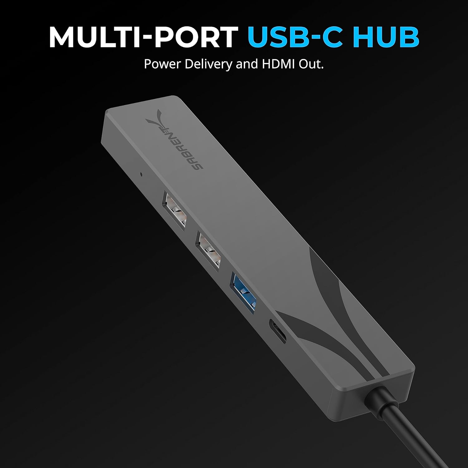 SABRENT Multi-Port USB-C Hub with Power Delivery and HDMI Out, 3 USB A Ports [HB-SHPU]