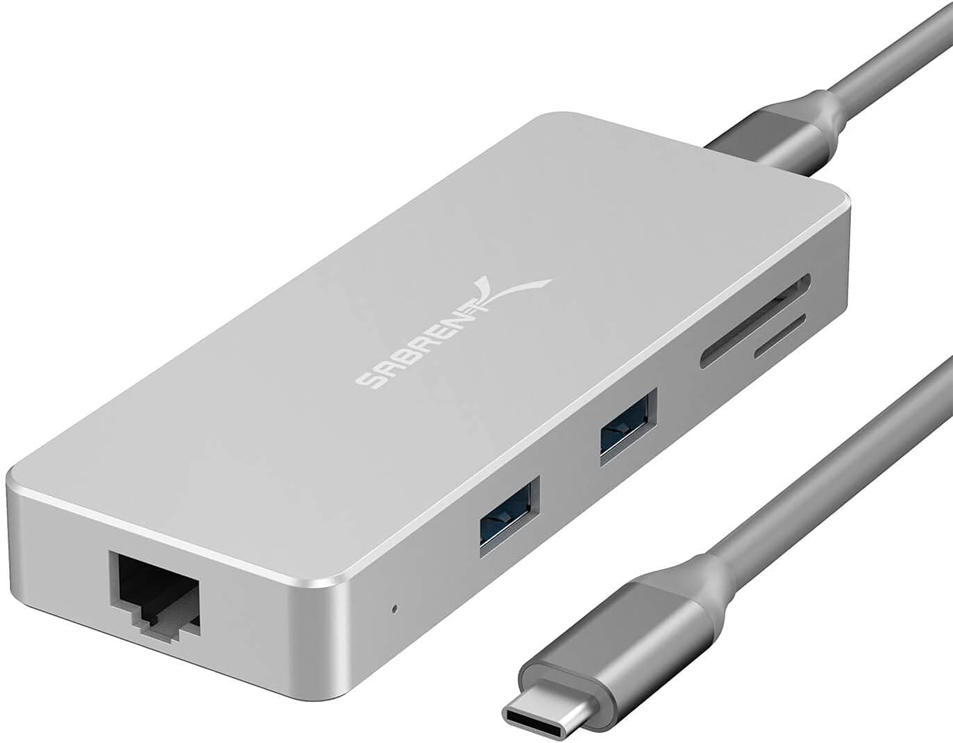 SABRENT USB C Hub 9 in 1 Multiport HUB | SD/TF Card Reader | HDMI 2.0 Port - Up to 4K @30Hz | USB 3.1 Ports | USB 2.0 Ports | RJ-45 Ethernet port | USB C 60W PD Pass-Through Power Input (HB-UHPN)