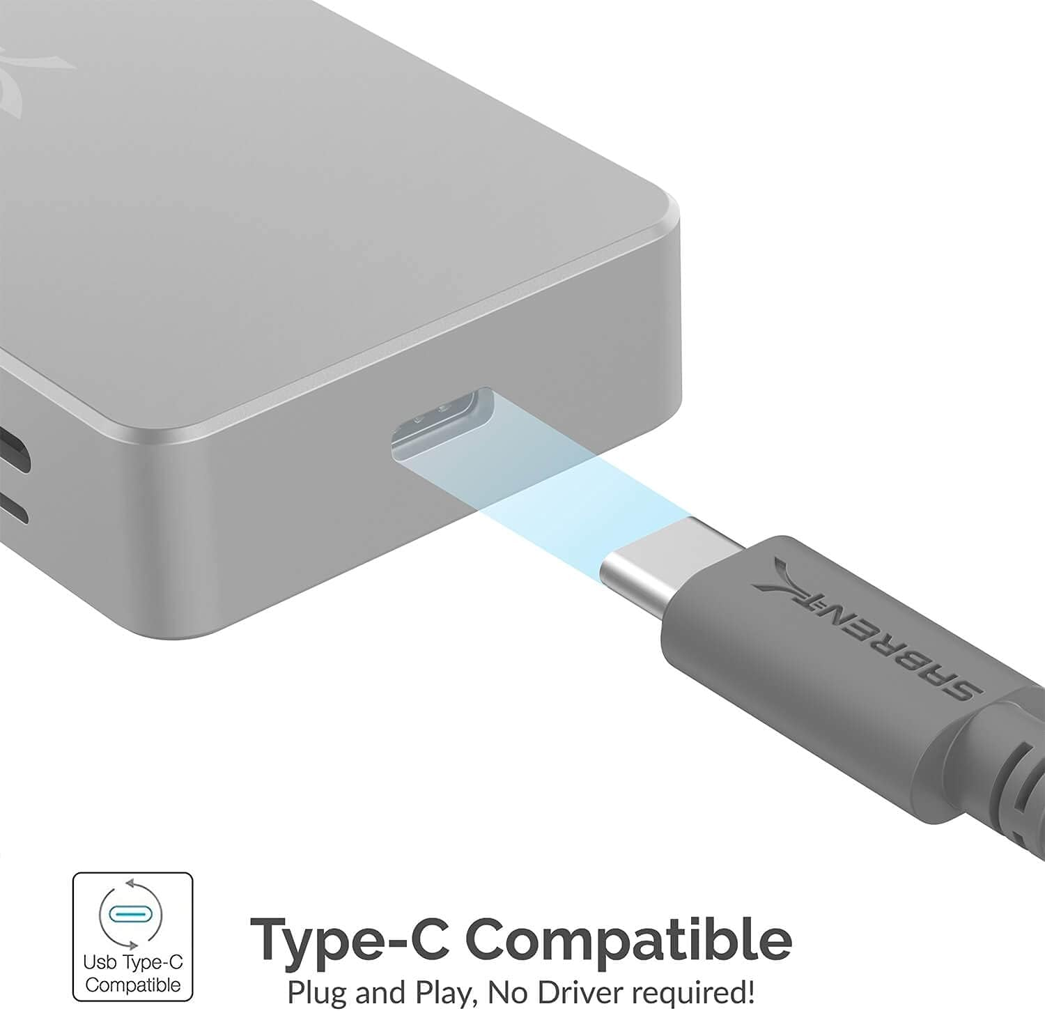 SABRENT USB C Hub 9 in 1 Multiport HUB | SD/TF Card Reader | HDMI 2.0 Port - Up to 4K @30Hz | USB 3.1 Ports | USB 2.0 Ports | RJ-45 Ethernet port | USB C 60W PD Pass-Through Power Input (HB-UHPN)