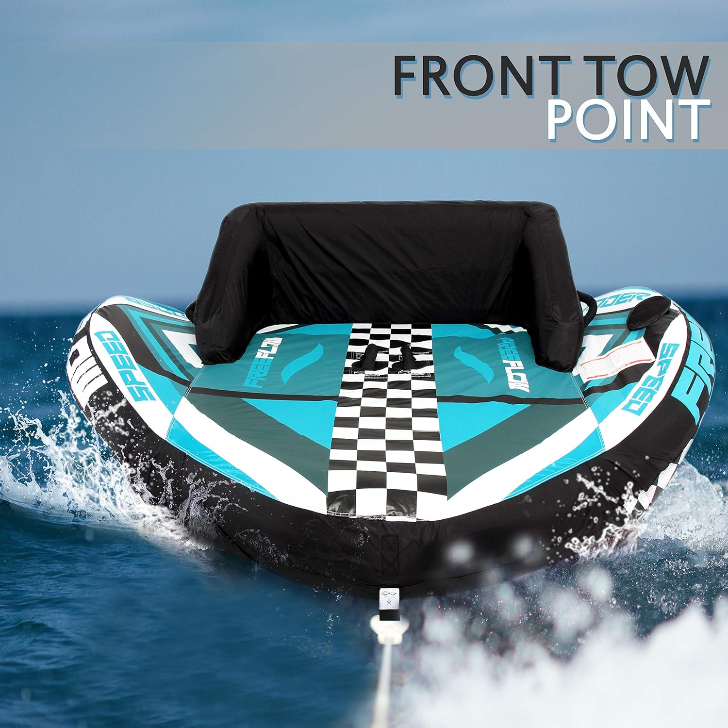 SereneLife Heavy-Duty Inflatable Towable Booster Tube - Water Tube Boating Float Tow Raft, Watersports Inflatable Pull Boats/Tubes/Towables w/Foam Seats, PVC Bladder, Handles