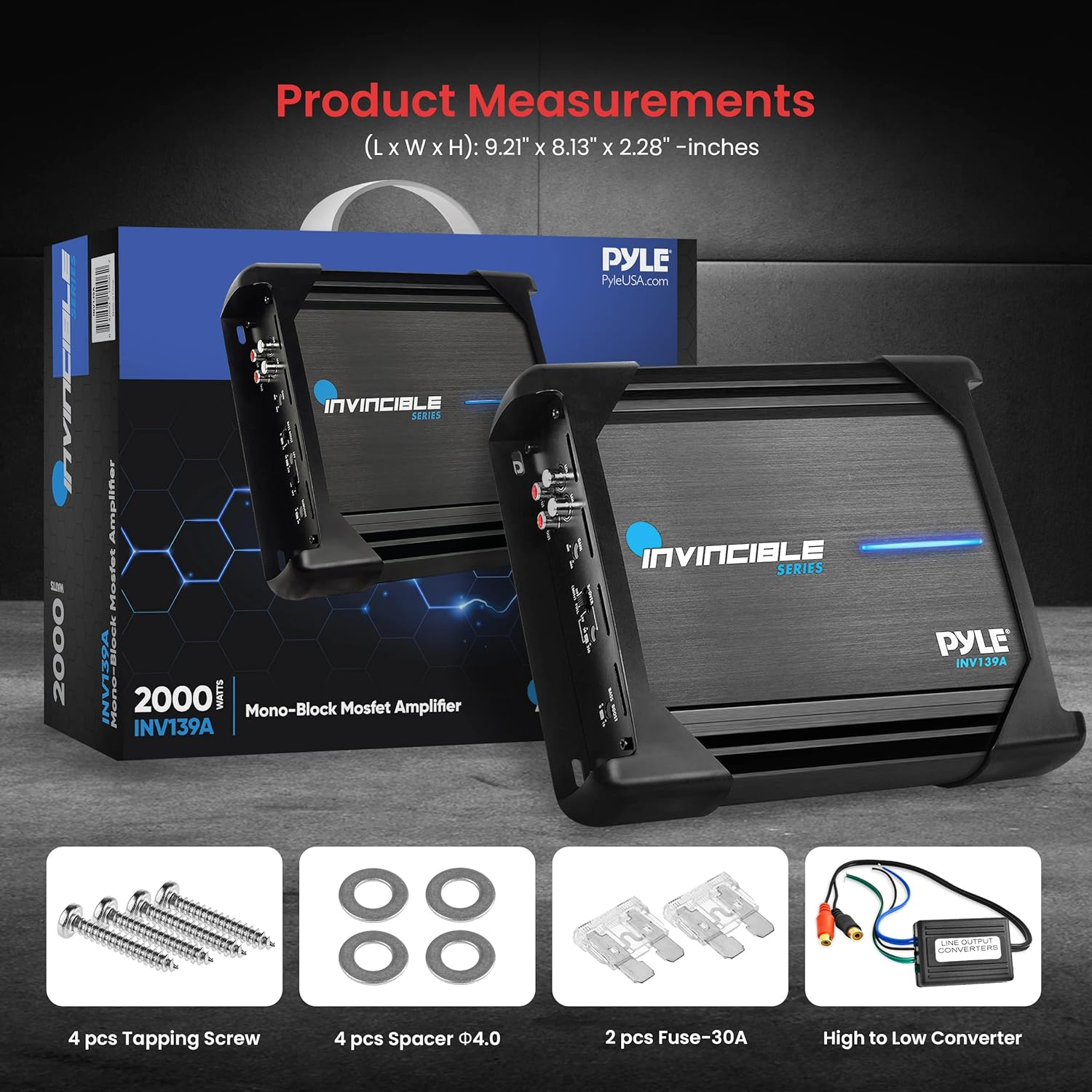 1-Channel Mosfet Monoblock Amplifier - 2000 Watts Max Power, Mosfet PWM Power Supply, Advanced Protection Circuitry