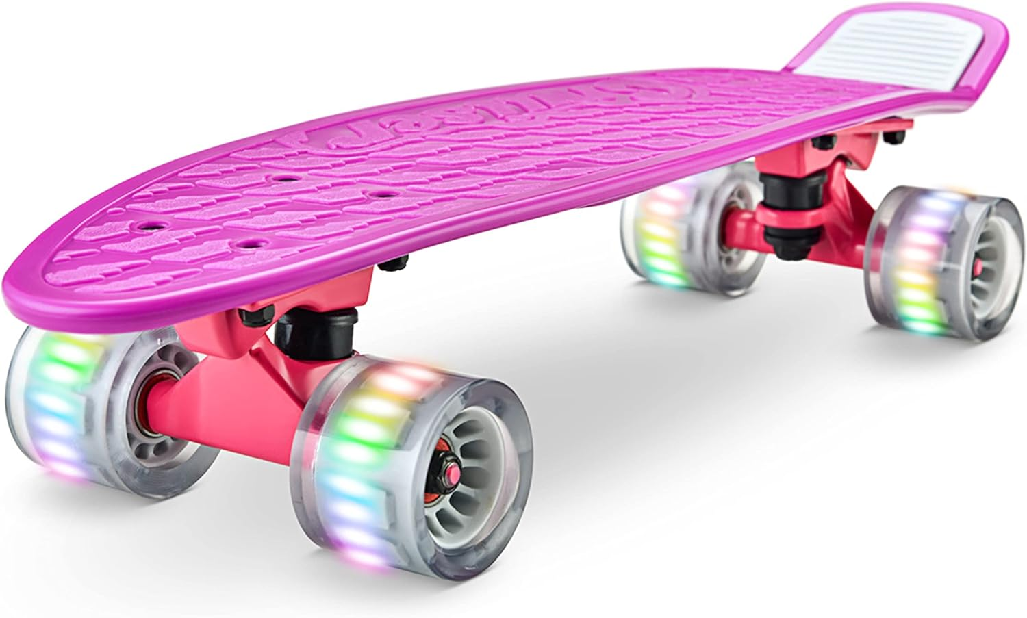 Mini Cruiser Skateboard - 6'' PP Deck, Double Kick, 3.25'' Aluminum Alloy Trucks, PU Wheels with LED Lights, Suitable for Kids, Teens, and Adults