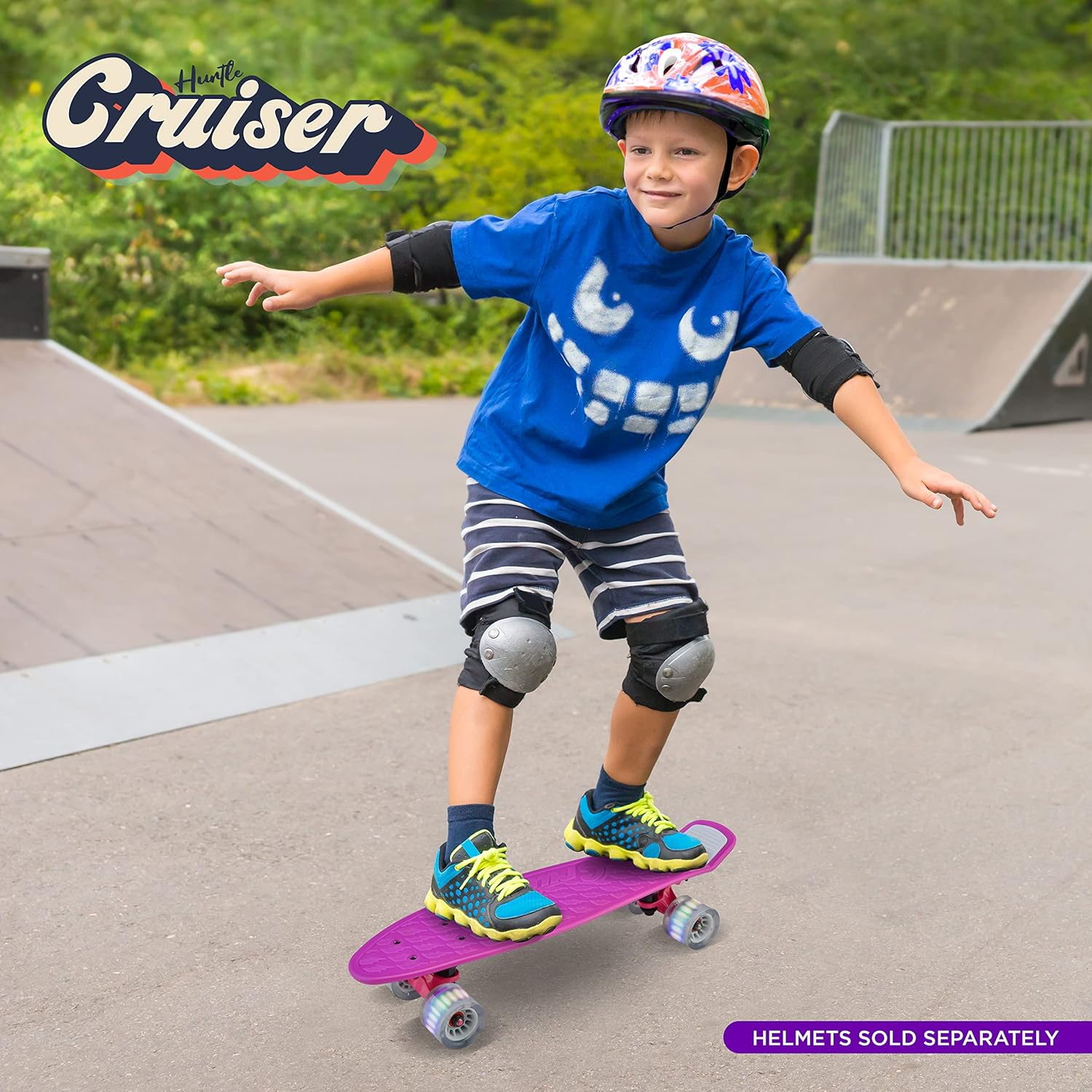 Mini Cruiser Skateboard - 6'' PP Deck, Double Kick, 3.25'' Aluminum Alloy Trucks, PU Wheels with LED Lights, Suitable for Kids, Teens, and Adults