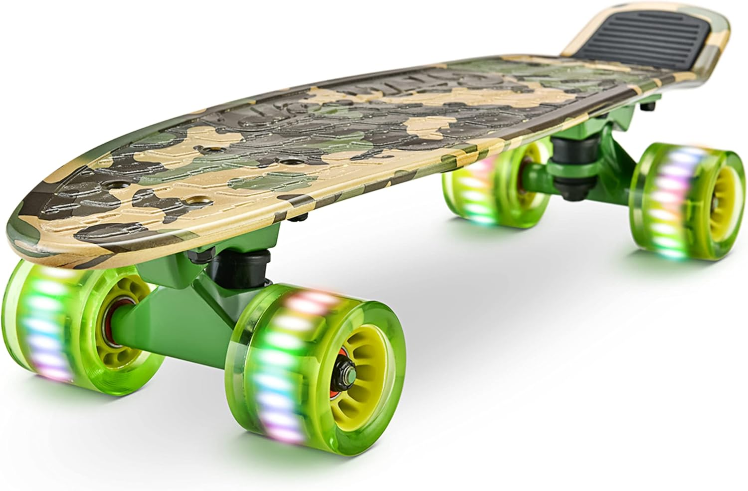 6'' Mini Cruiser Skateboard with PP Deck, Double Kick Design, 3.25'' Aluminum Alloy Trucks, and LED PU Wheels - Suitable for Kids, Teens, and Adults