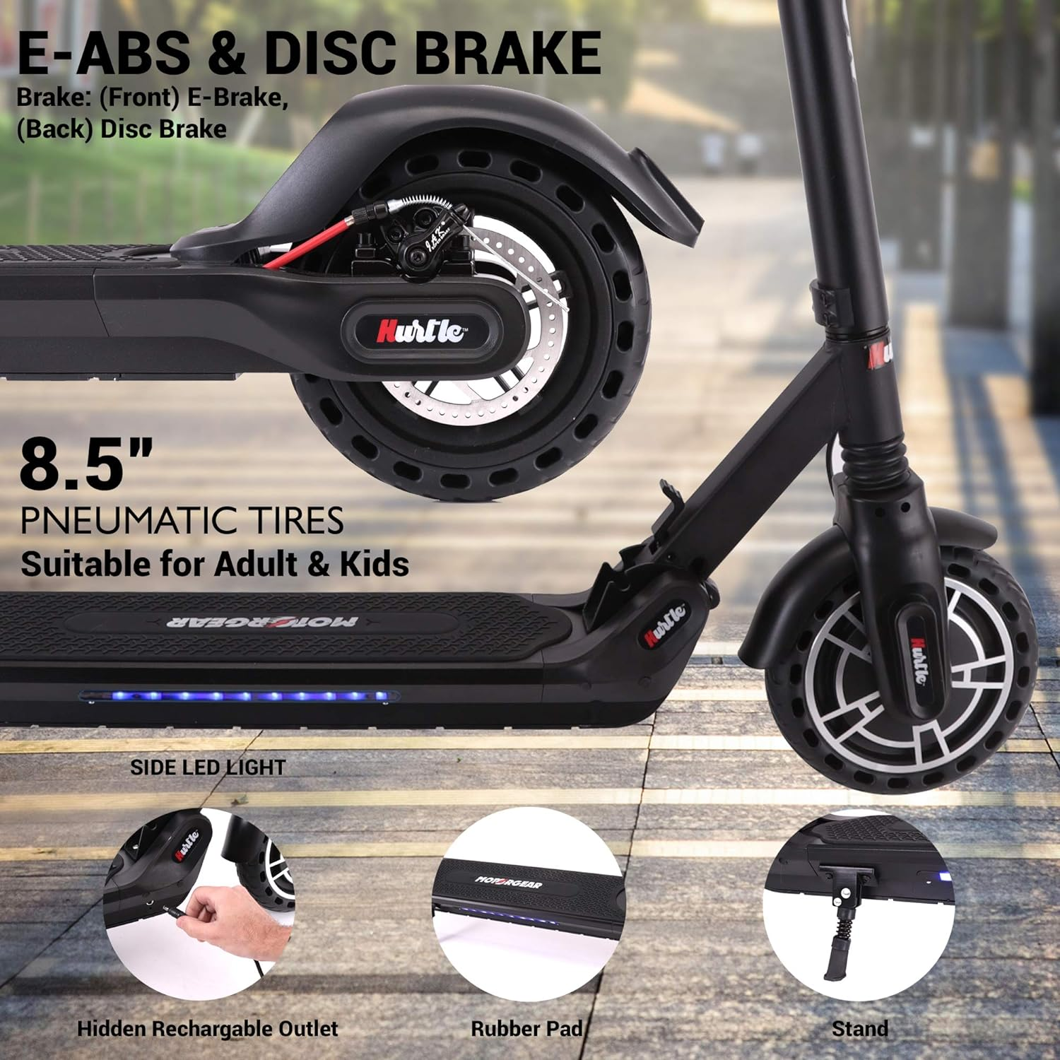 Hurtle Electric Scooter for Adults and Teens - Foldable Segway Scooter, 8.5-Inch Tires, 300W Motor, Triple Speed Modes up to 19 MPH, 18-Mile Range