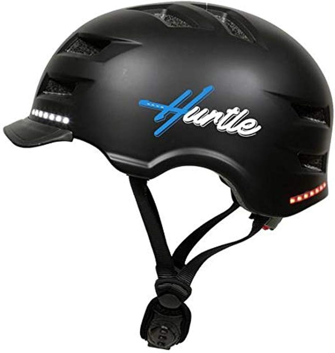 Hurtle Bluetooth Smart Skate Helmet – Rechargeable with Wireless Turn Signals and LED Warning Lights, Includes Remote Control, Large Size (Black) (HURSHL18)