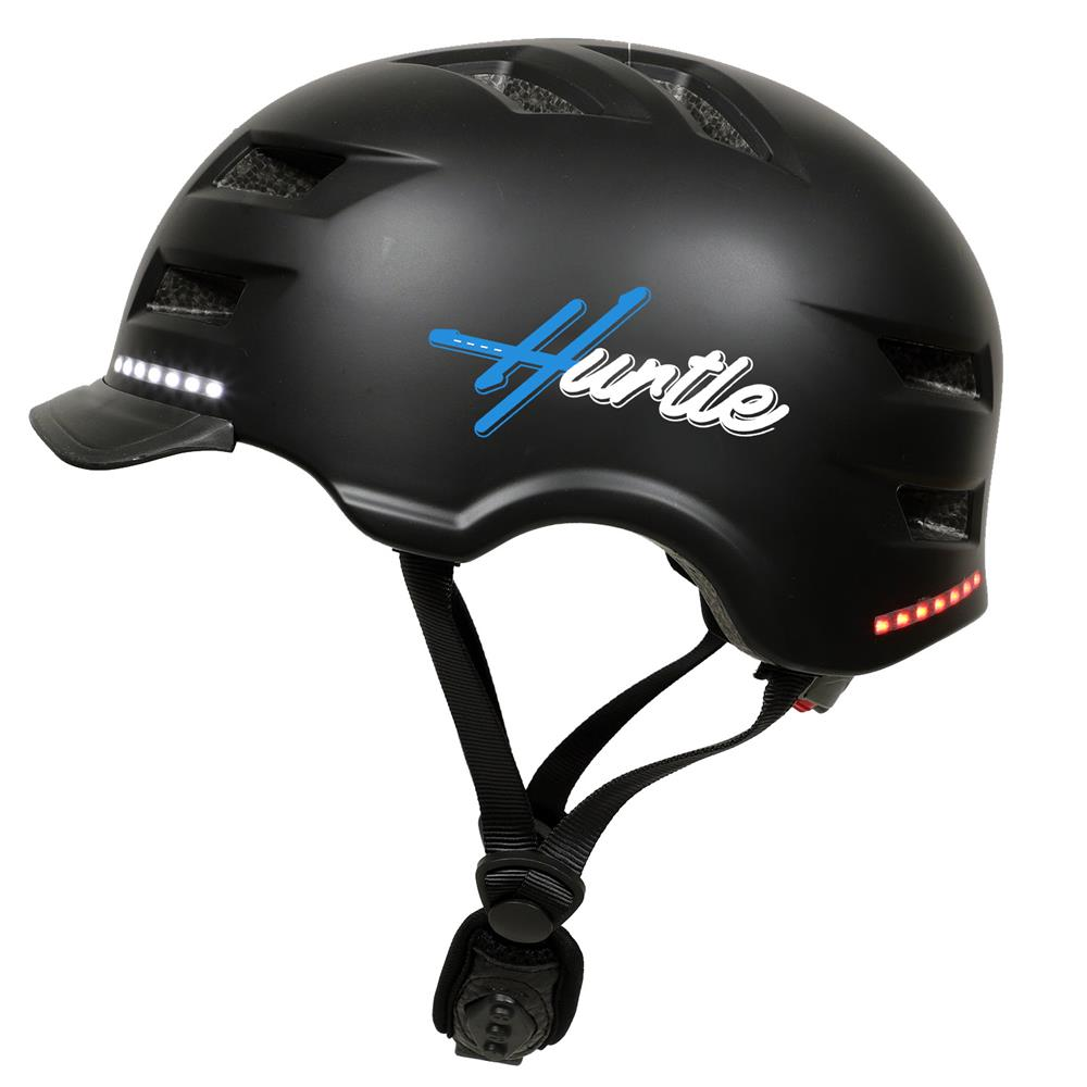 Hurtle Bluetooth Smart Skate Helmet – Rechargeable with Wireless Turn Signals and LED Warning Lights, Includes Remote Control, Large Size (Black) (HURSHL18)