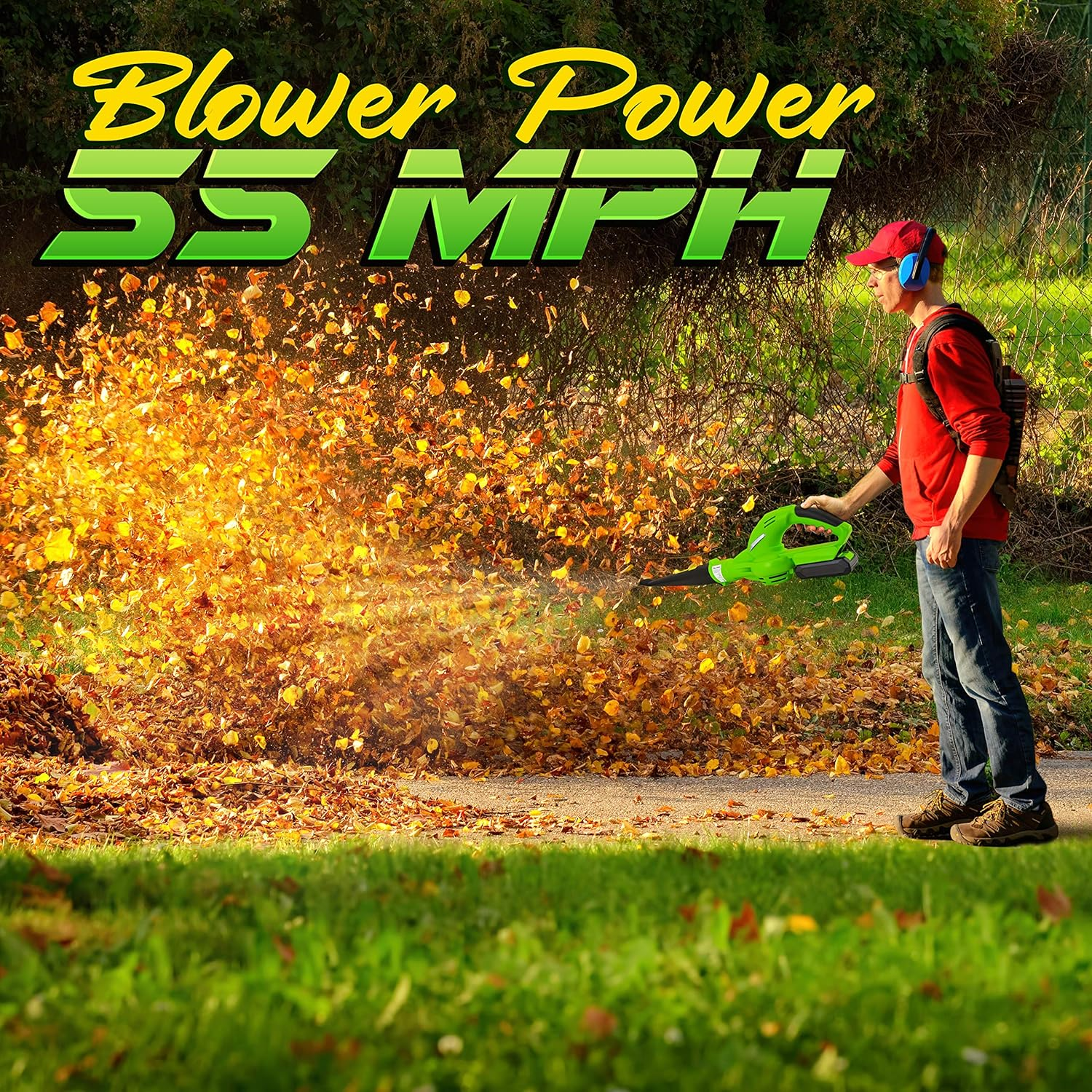 Updated SereneLife Cordless Electric Leaf Blower – Lightweight at 5 lbs., Ideal for Leaves & Debris, Includes Rechargeable Battery & Charger, 4-Hour Average Charge Time, 18V, 55 MPH