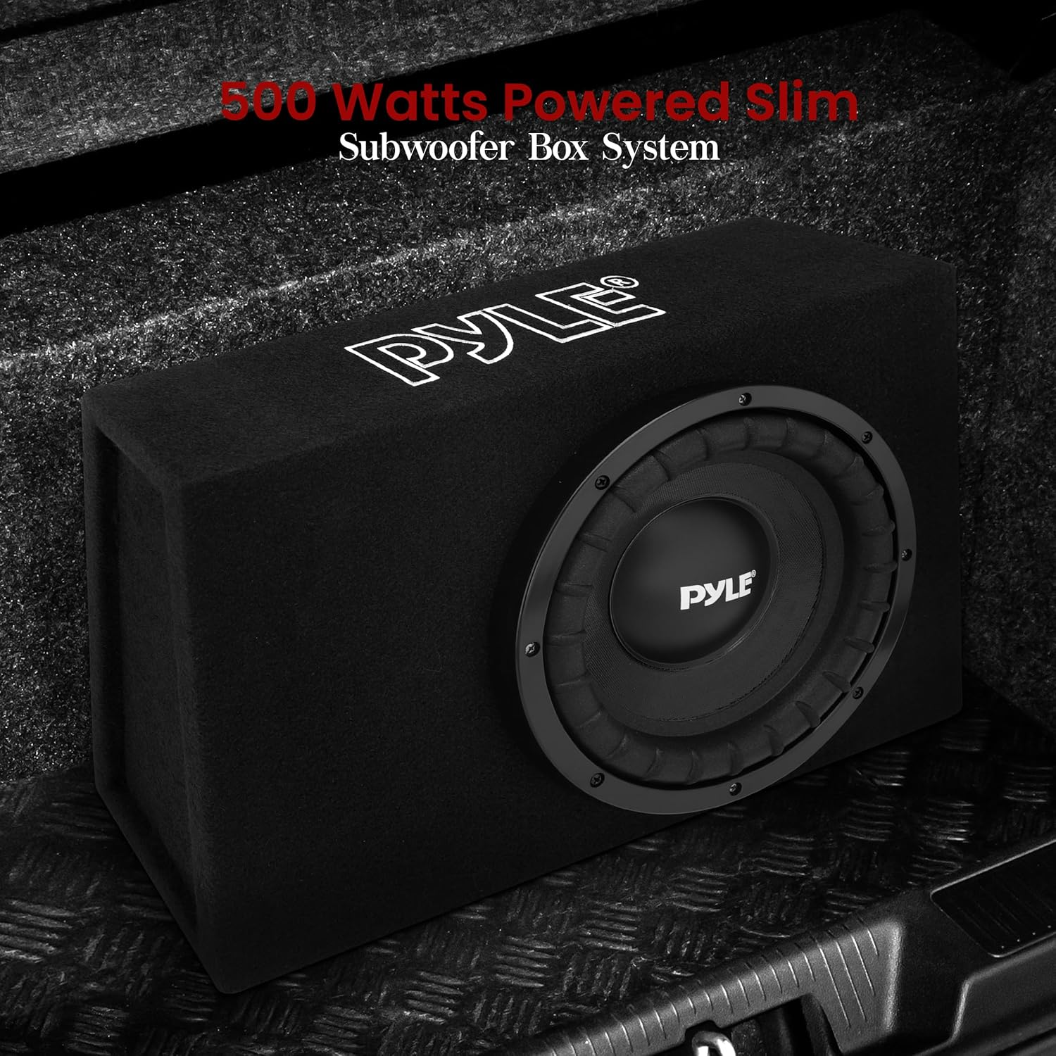 Slim 500-Watt Subwoofer Box System, Ideal for Car/Truck Mounting, 10-inch High-Powered Woofers with Non-Pressed Paper Cone - PSBS10