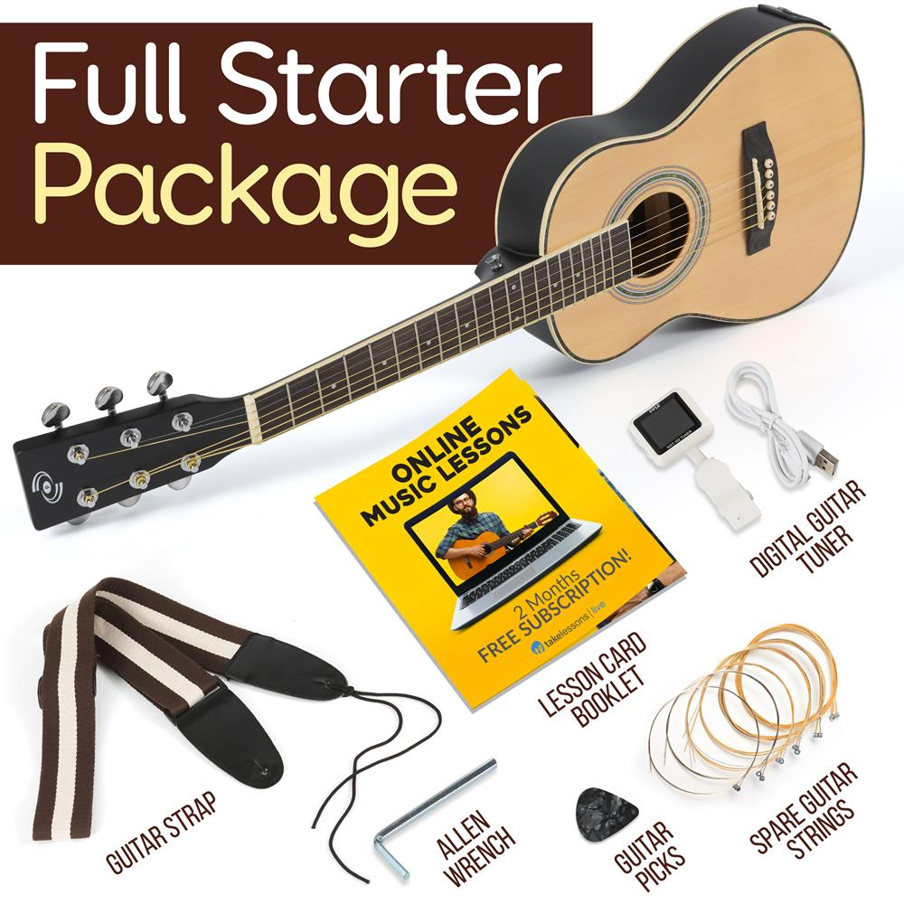 PYLE 6 String Acoustic Guitar, Left, Brown (PEAG92)