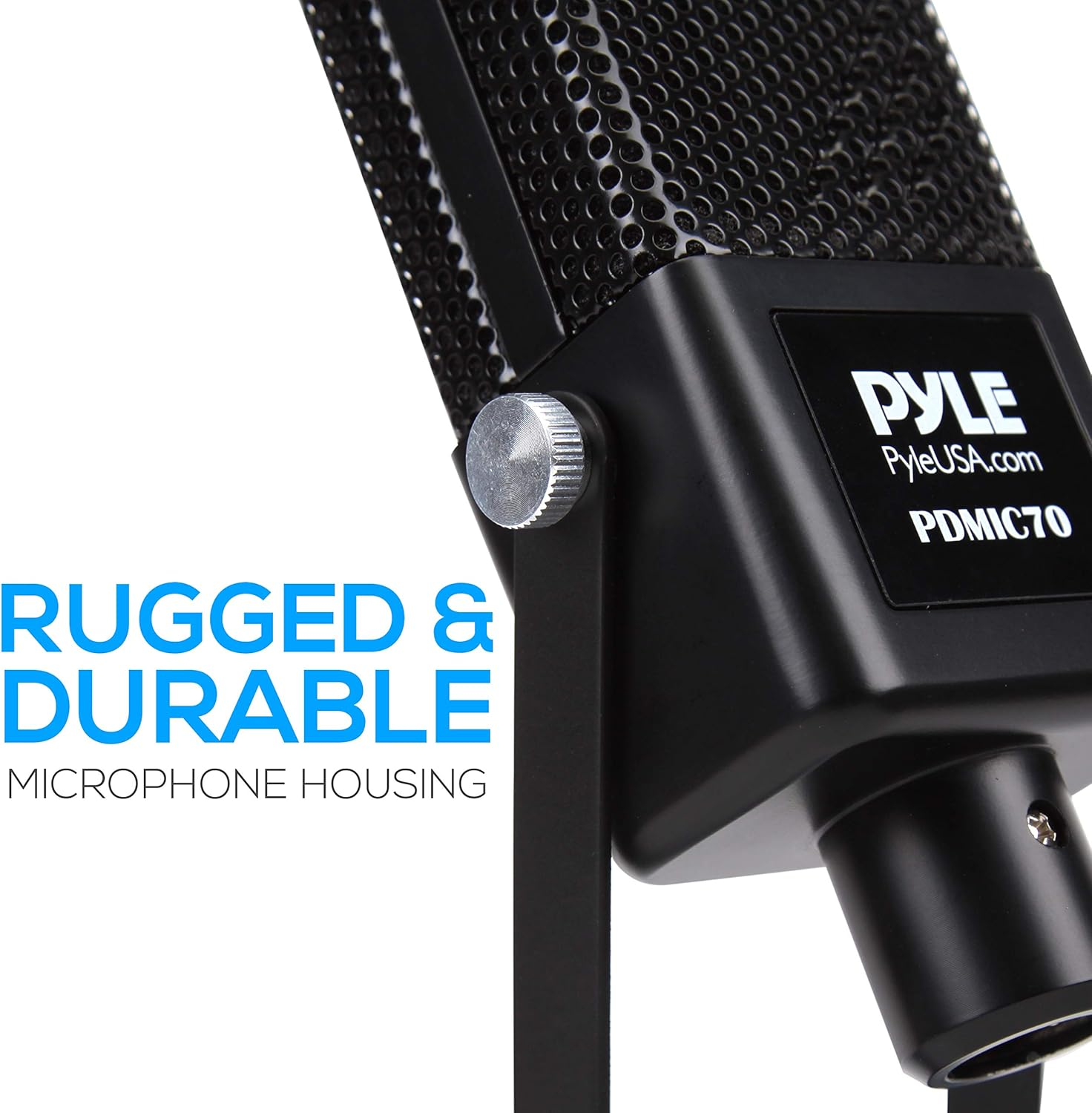 PYLE Large Diaphragm Condenser Microphone Kit: Cardioid condenser mic with desktop stand, LED, and XLR audio cable, ideal for gaming, streaming, podcasts, recording, studio vocals, YouTube, and voiceovers - Pyle PDMIC70