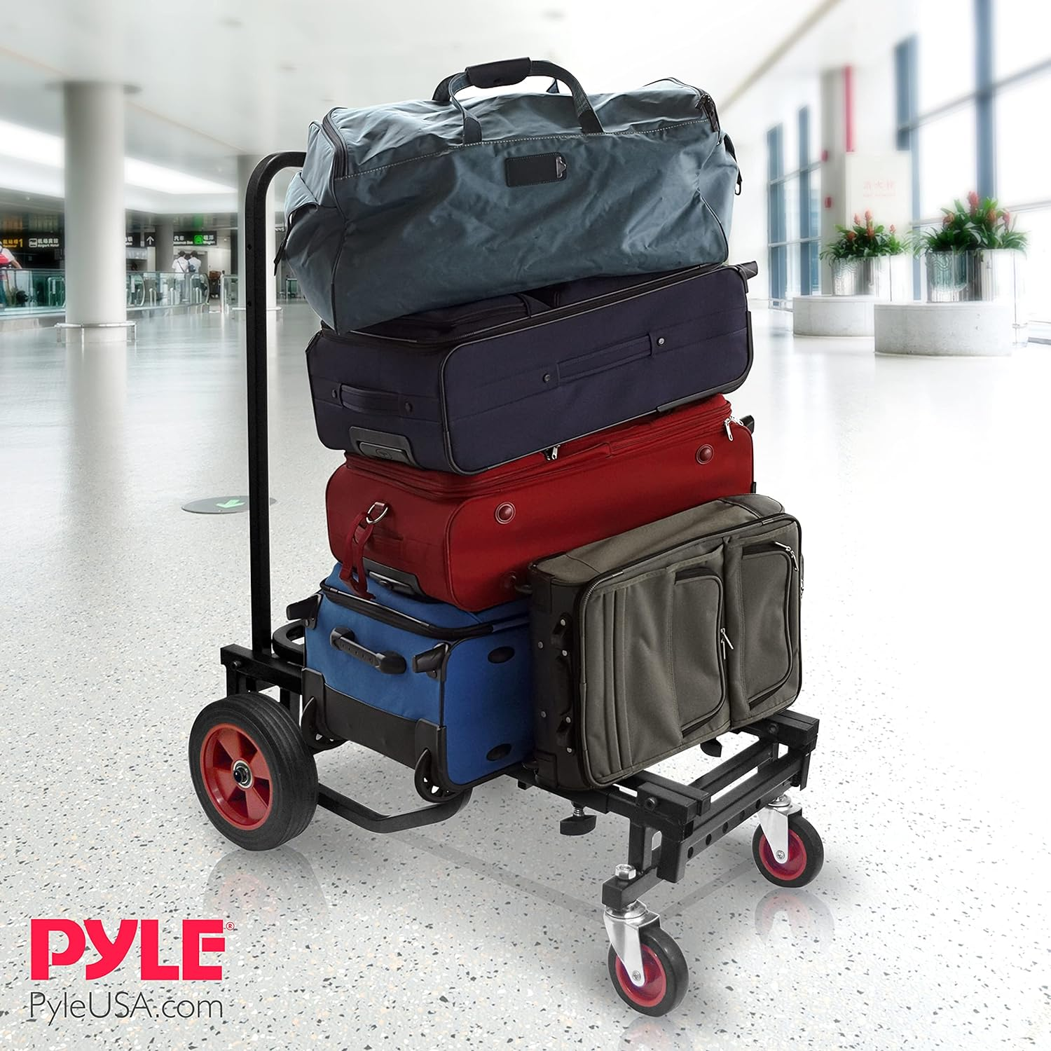 Compact Folding Adjustable Equipment Cart: Heavy-duty 8-in-1 convertible hand truck, dolly, and platform cart with R-Trac wheels, expandable from 25.24" to 40.24" – PKEQ38