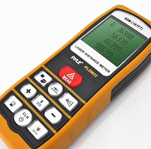 PYLE-METERS PLDM22 Handheld Laser Distance Meter with Backlit LCD Display, Direct/Indirect Volume and Area Measurement, 7.30" x 5.50" x 2.80"