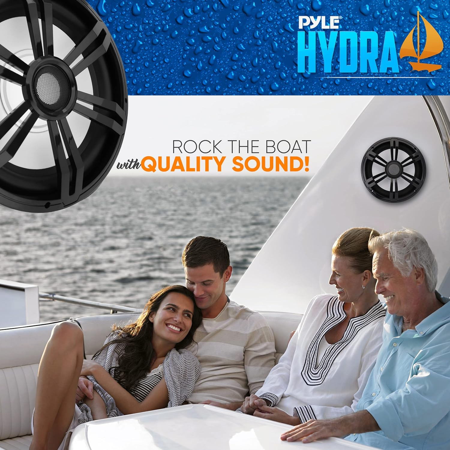 PyleUsa 10" Slim Marine Subwoofer – 400W 4 Ohm Waterproof Speaker System, Low Profile PP Cone with Rubber Edge, 40 Oz Magnet, 2" Voice Coil, RGB Lights, for Boats, Trucks, and Vehicles (Black)