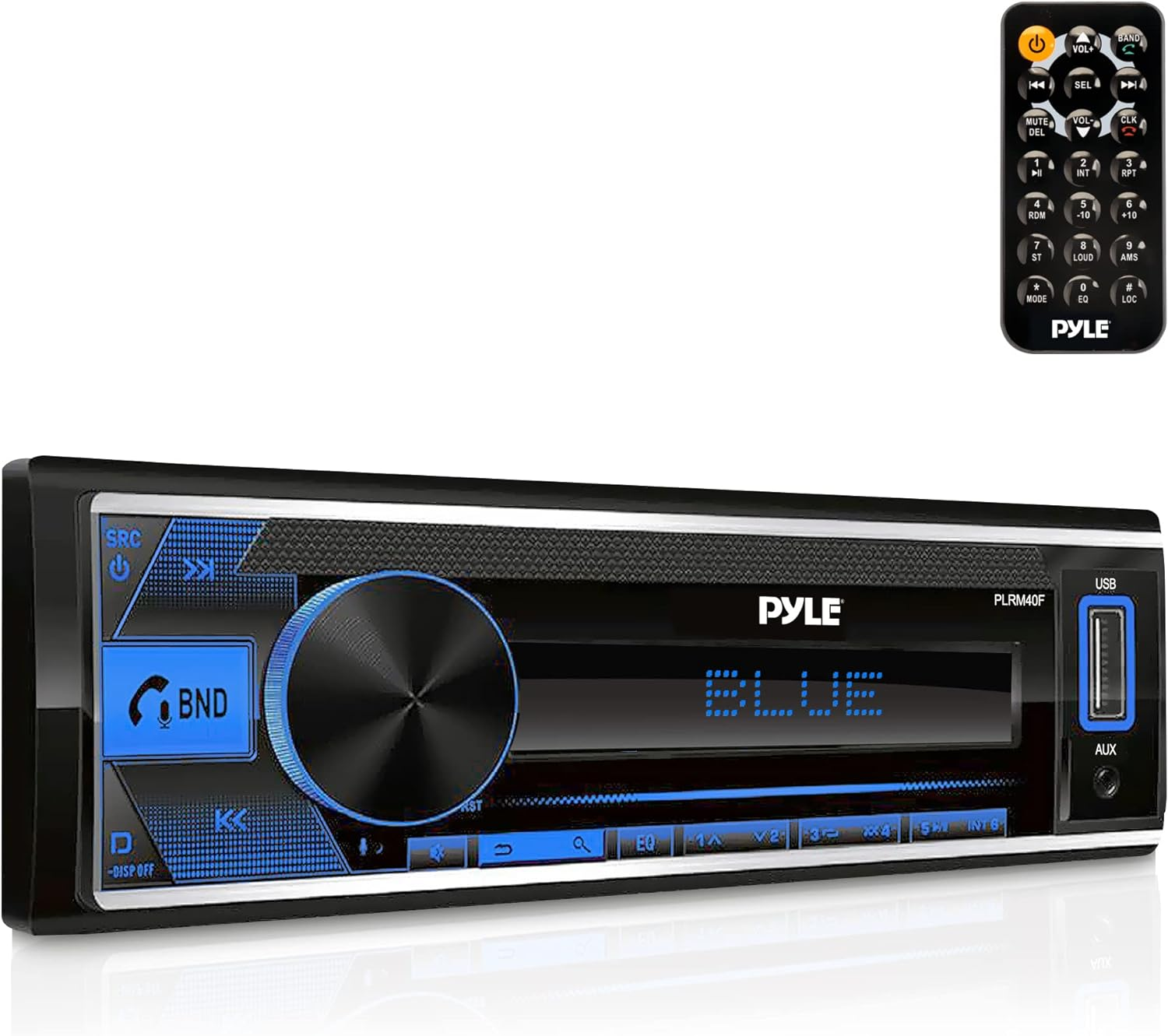 Pyle Bluetooth Stereo Receiver Power Amplifier – AM/FM/MP3/USB/AUX Stereo Receiver, Single DIN, with 30 Preset Memory Stations, LCD Display, Remote Control, and Headunit for Cars and Vehicles