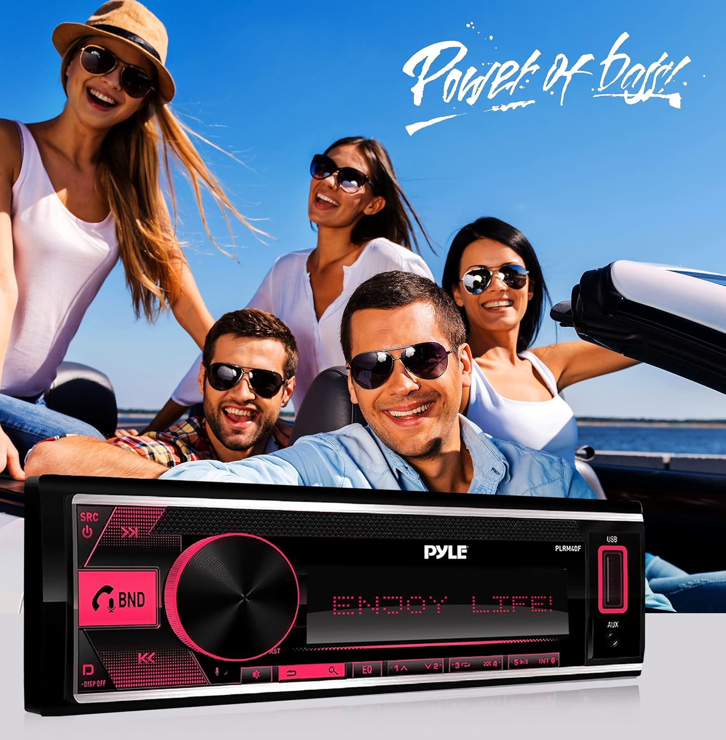 Pyle Bluetooth Stereo Receiver Power Amplifier – AM/FM/MP3/USB/AUX Stereo Receiver, Single DIN, with 30 Preset Memory Stations, LCD Display, Remote Control, and Headunit for Cars and Vehicles